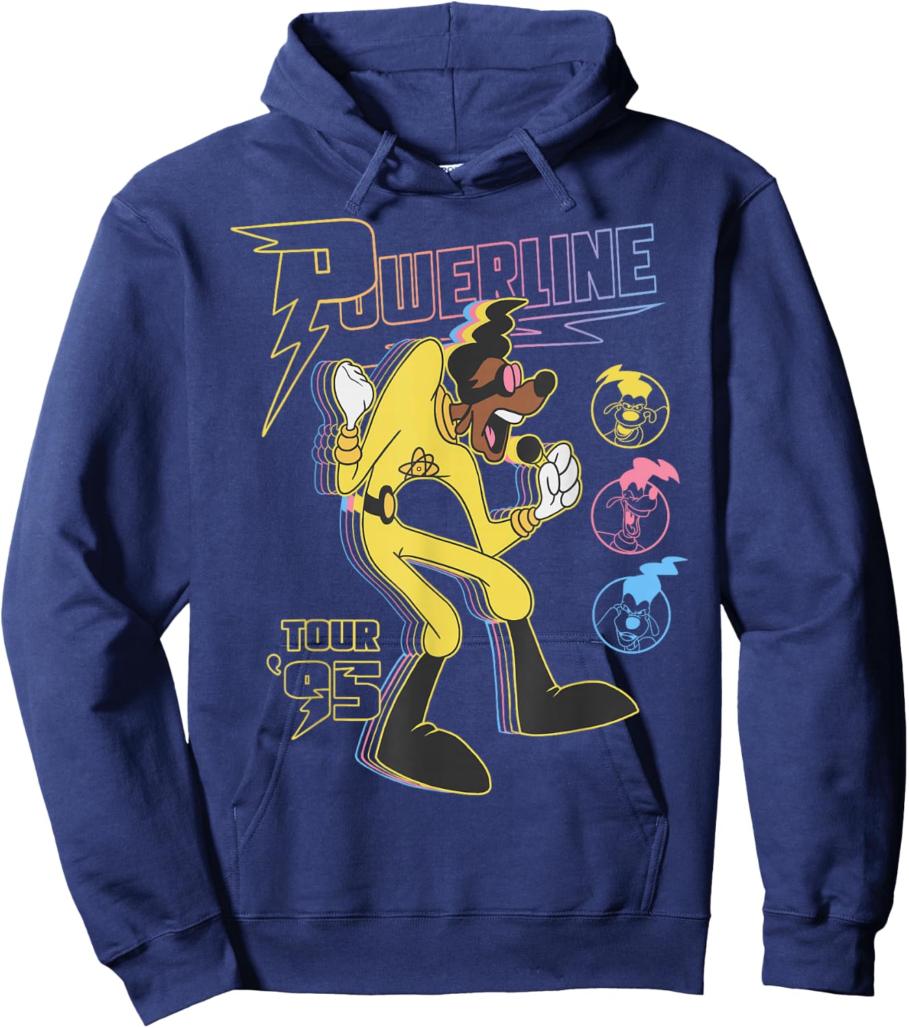 Disney A Goofy Movie Powerline Tour '95 Retro Neon Poster Hoodie - Hoodie | Navy