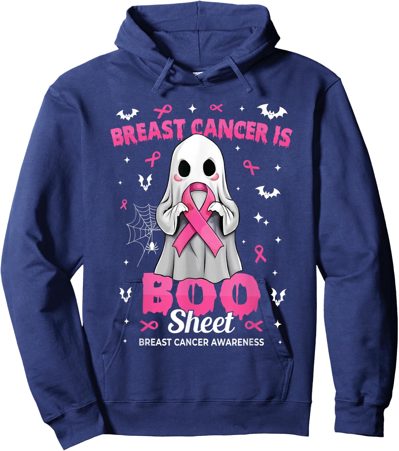Breast Cancer is Boo Sheet Halloween Breast Cancer Ghost Hoodie - Hoodie | Navy