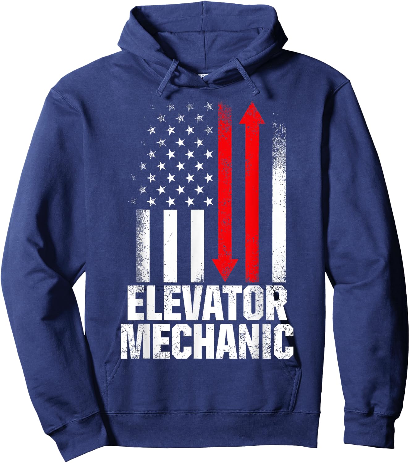 Elevator Mechanic Maintenance USA Flag Technician Hoodie - Hoodie | Navy