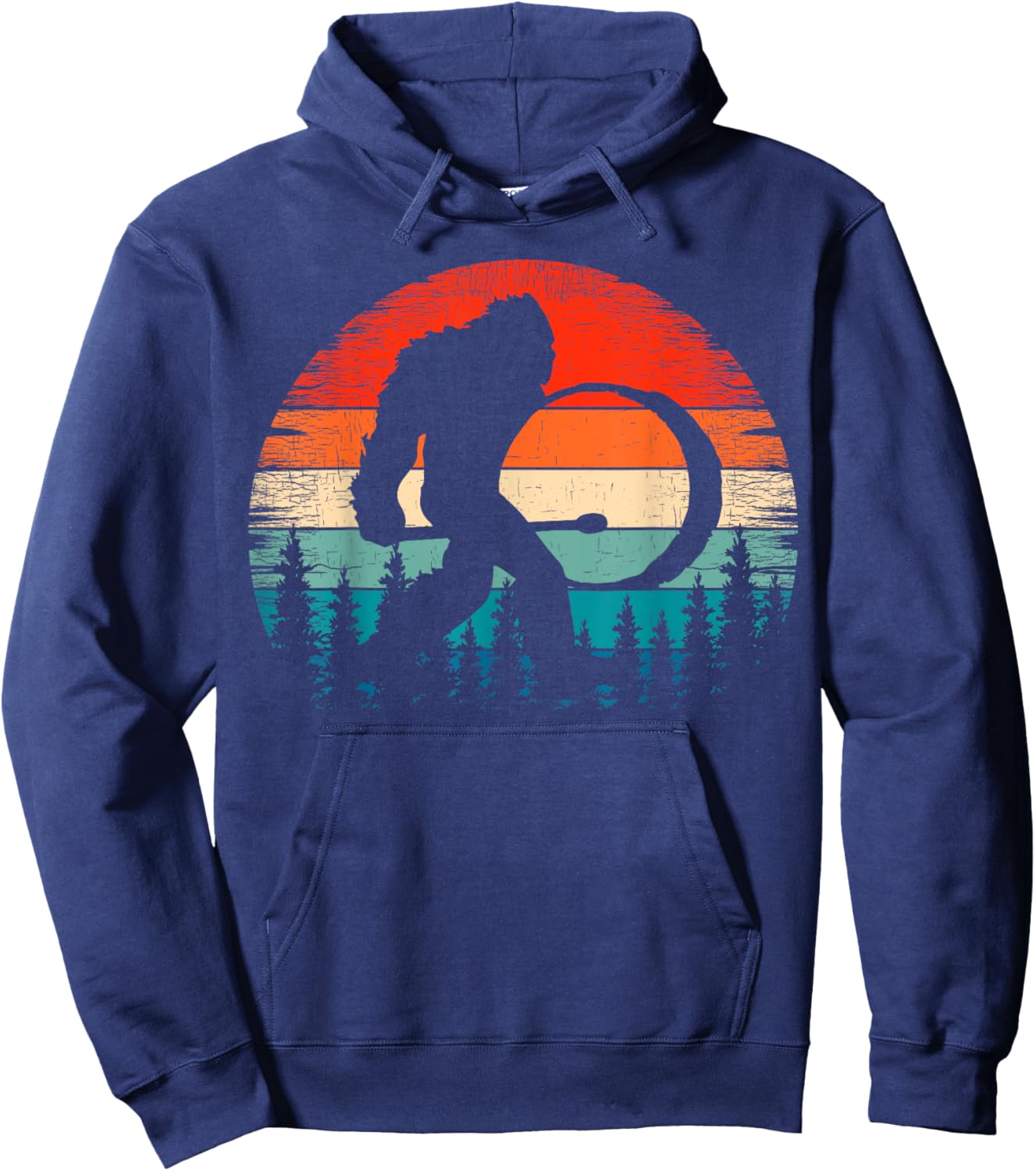 Bigfoot Drum Player Marching Band Sasquatch Bass Drummer Hoodie - Hoodie | Navy