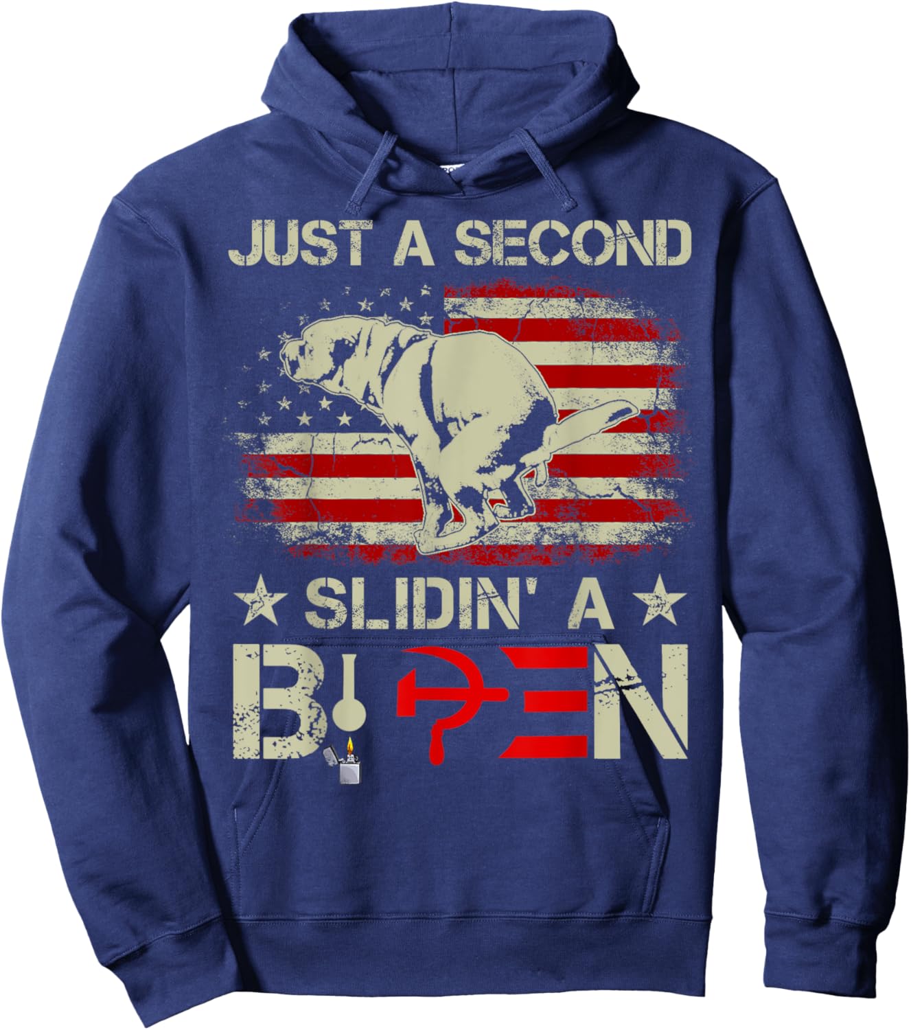 Just A Second Slidin' A Biden Funny Saying Biden President Hoodie - Hoodie | Navy