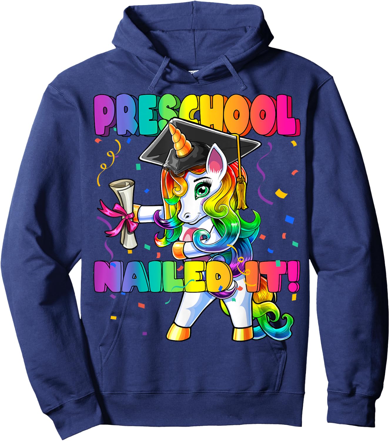 Flossing Unicorn Preschool Graduation Cap Diploma Gift Girls Hoodie - Hoodie | Navy