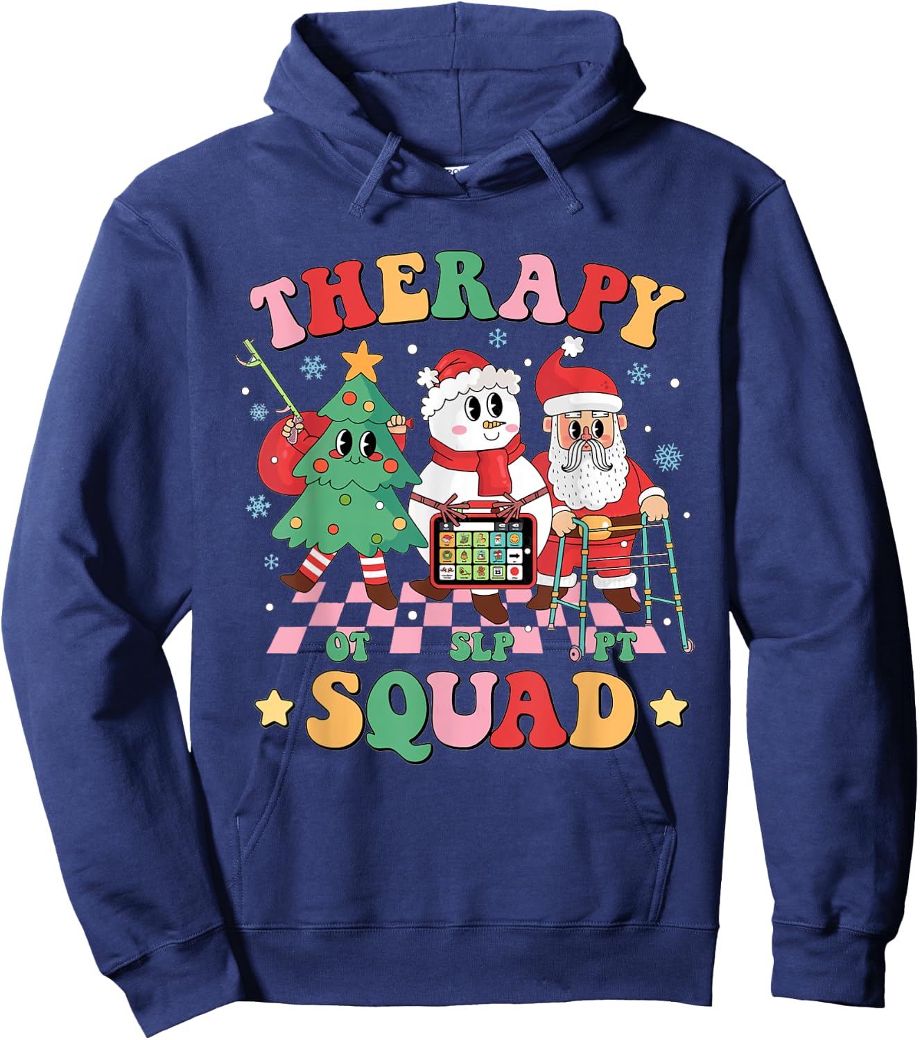 Christmas Therapy Squad SLP OT PT Therapy Team Santa Snow Hoodie - Hoodie | Navy