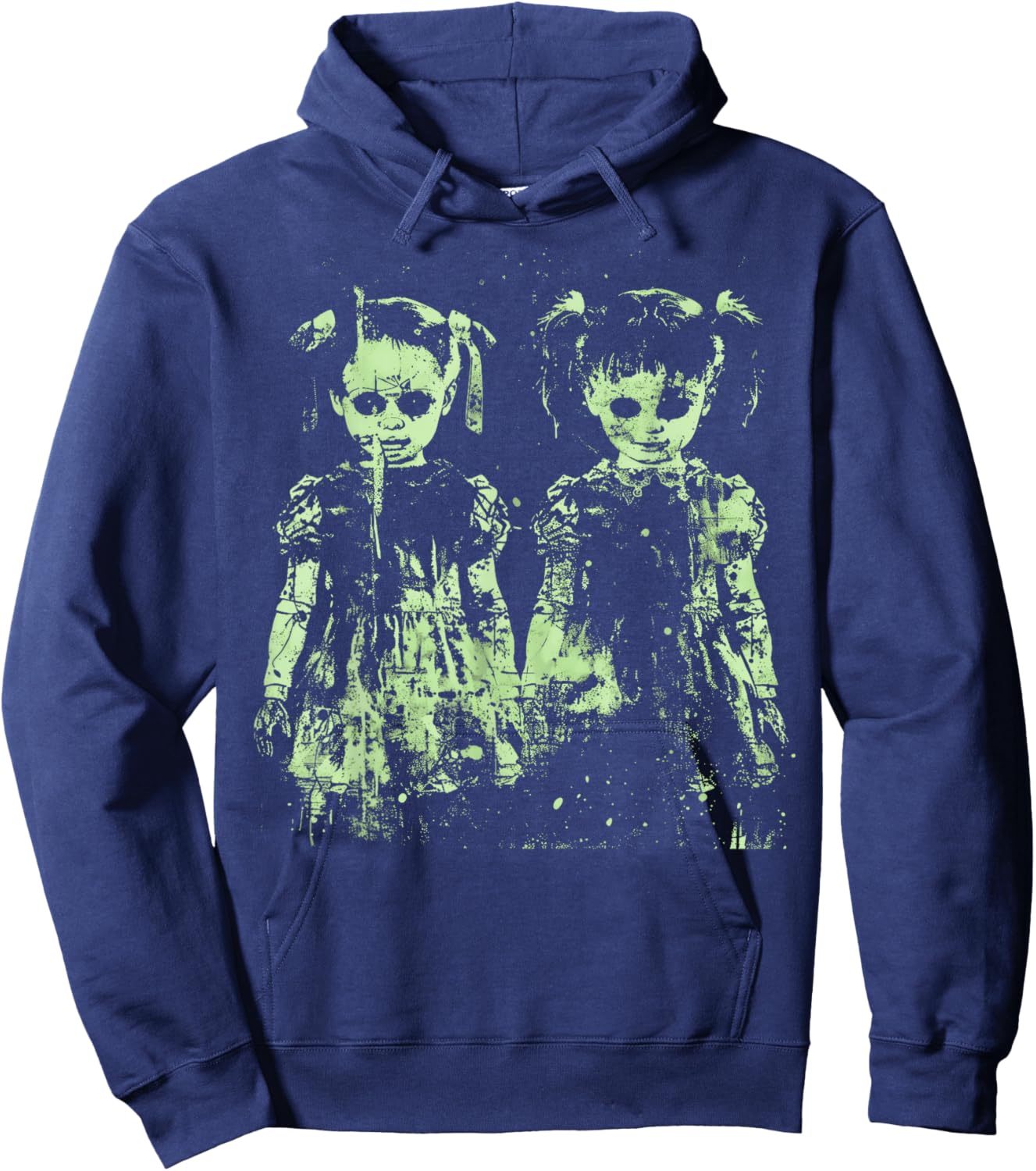 Horror Doll Creepy Cute Haunted Green Pastel Goth Alt Scary Hoodie - Hoodie | Navy