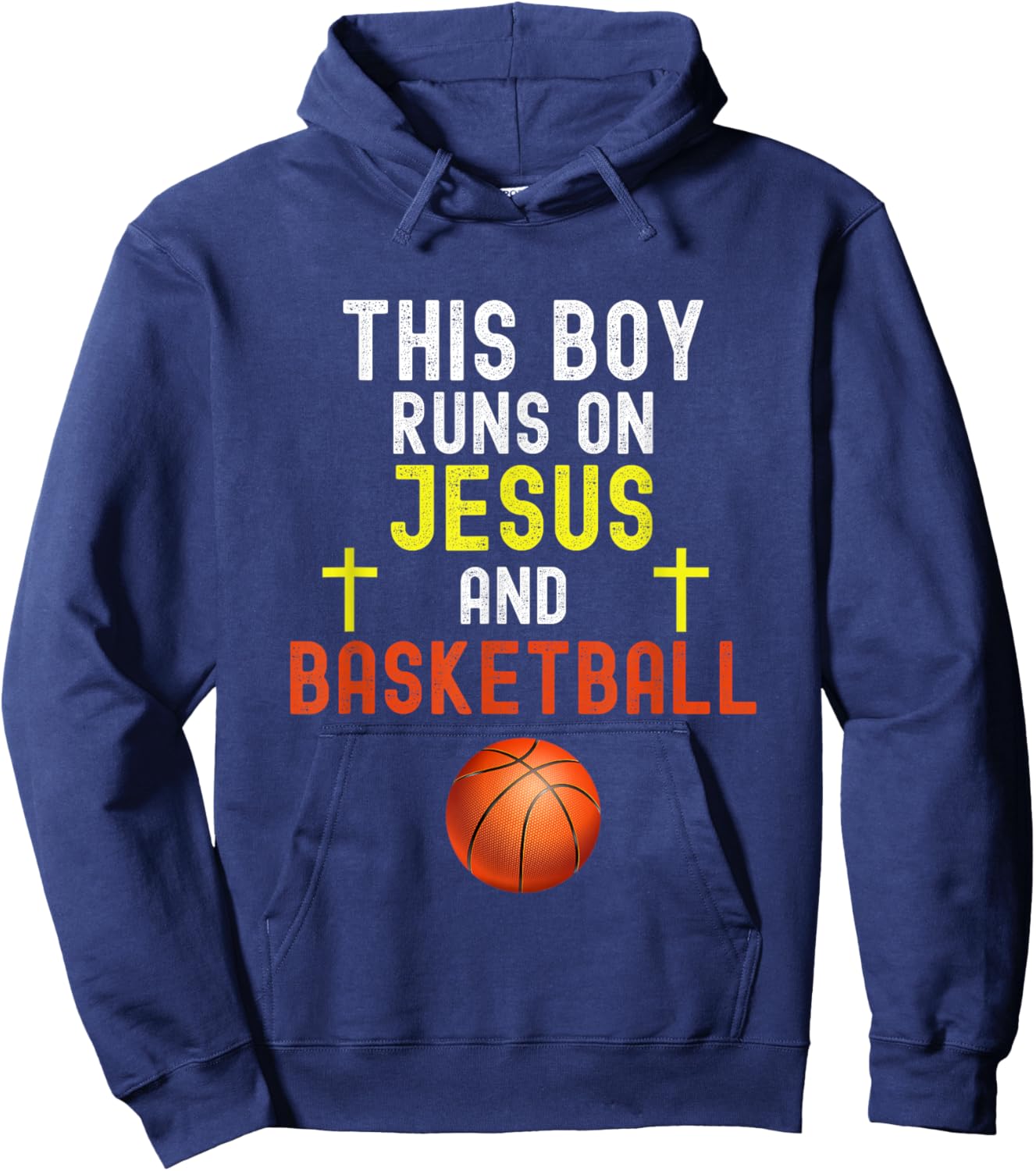 This Boy Runs On Jesus And Basketball Funny Christian Humor Hoodie - Hoodie | Navy
