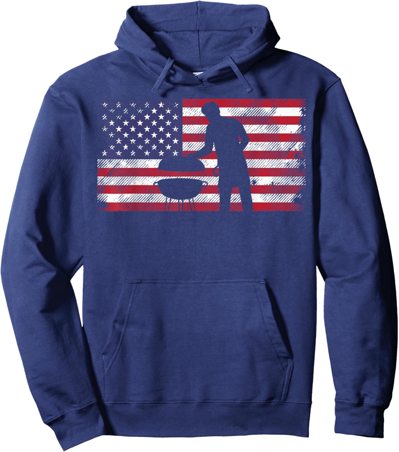 American Flag Dad Bbq Grilling Barbecue Meat Patriotic Men Hoodie - Hoodie | Navy