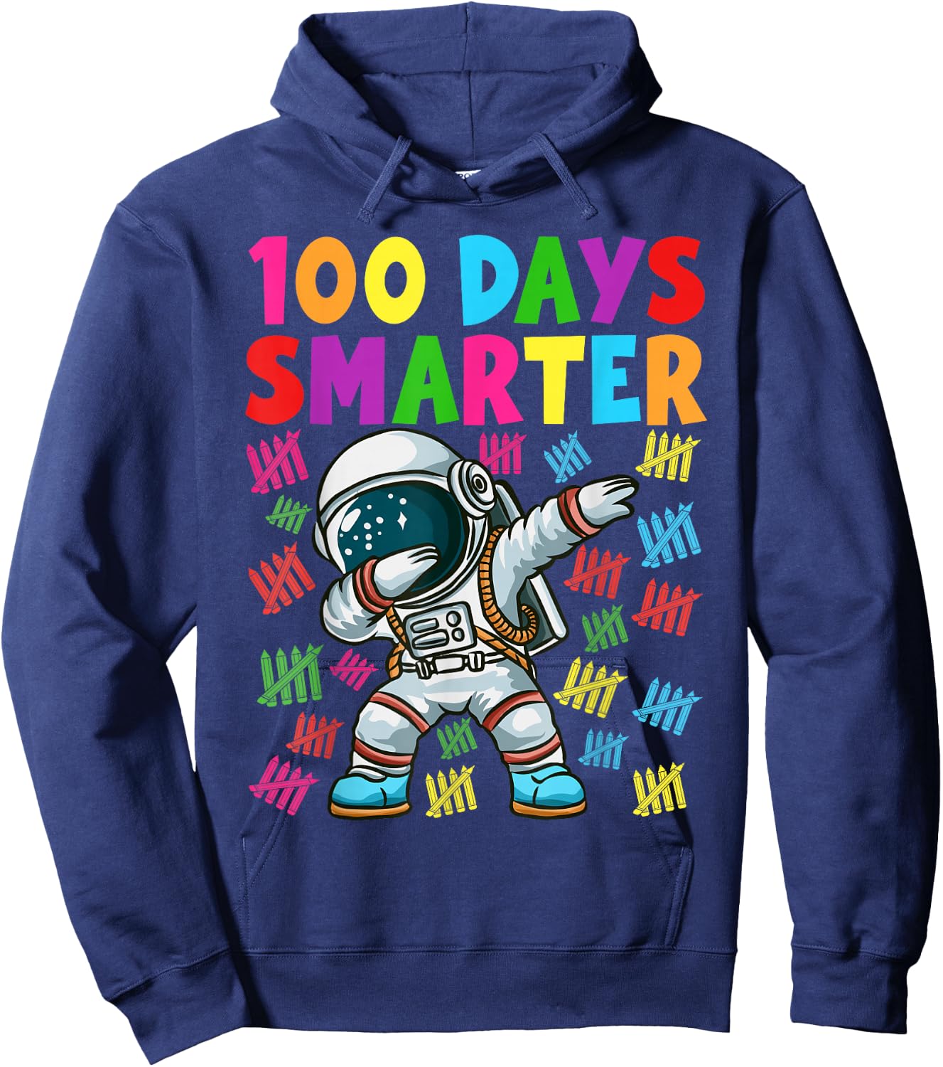100 Days Smarter 100th Day of School Dabbing Space Kids Hoodie - Hoodie | Navy