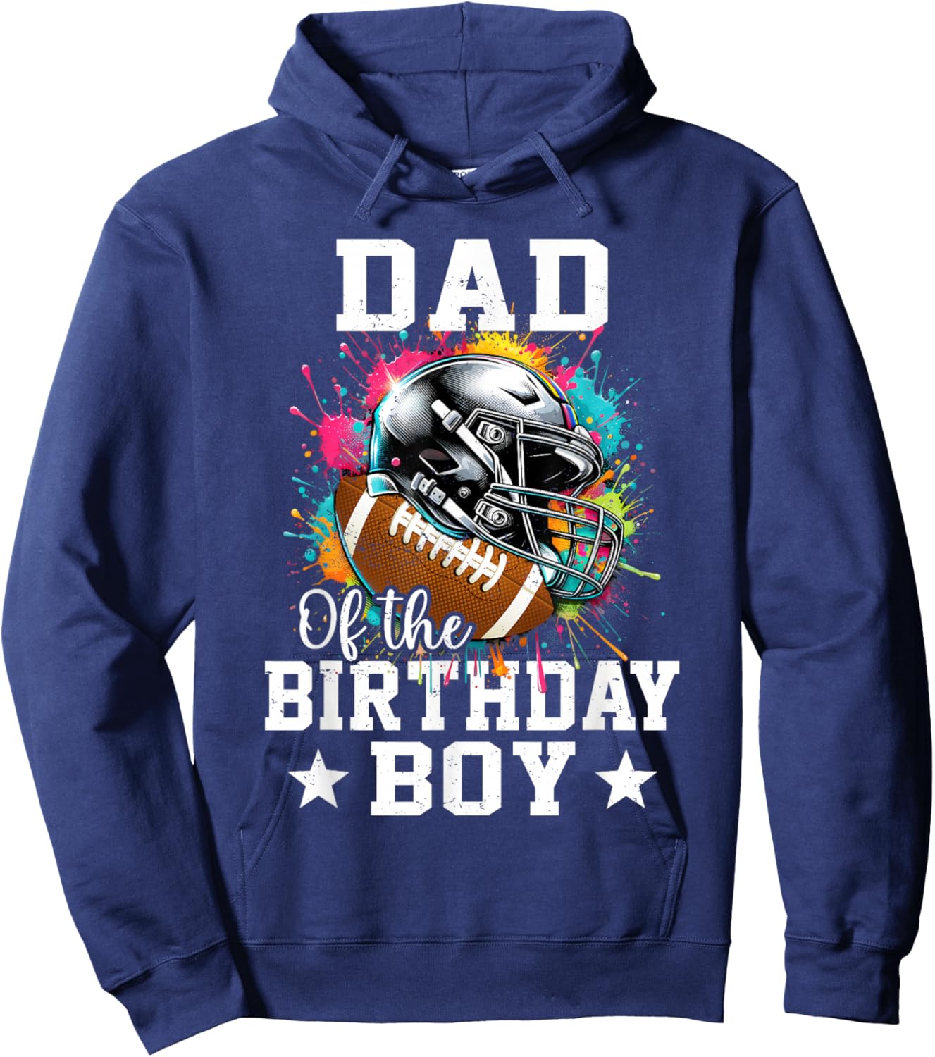 Dad Of The Birthday Boy Football Colorful Hoodie - Hoodie | Navy