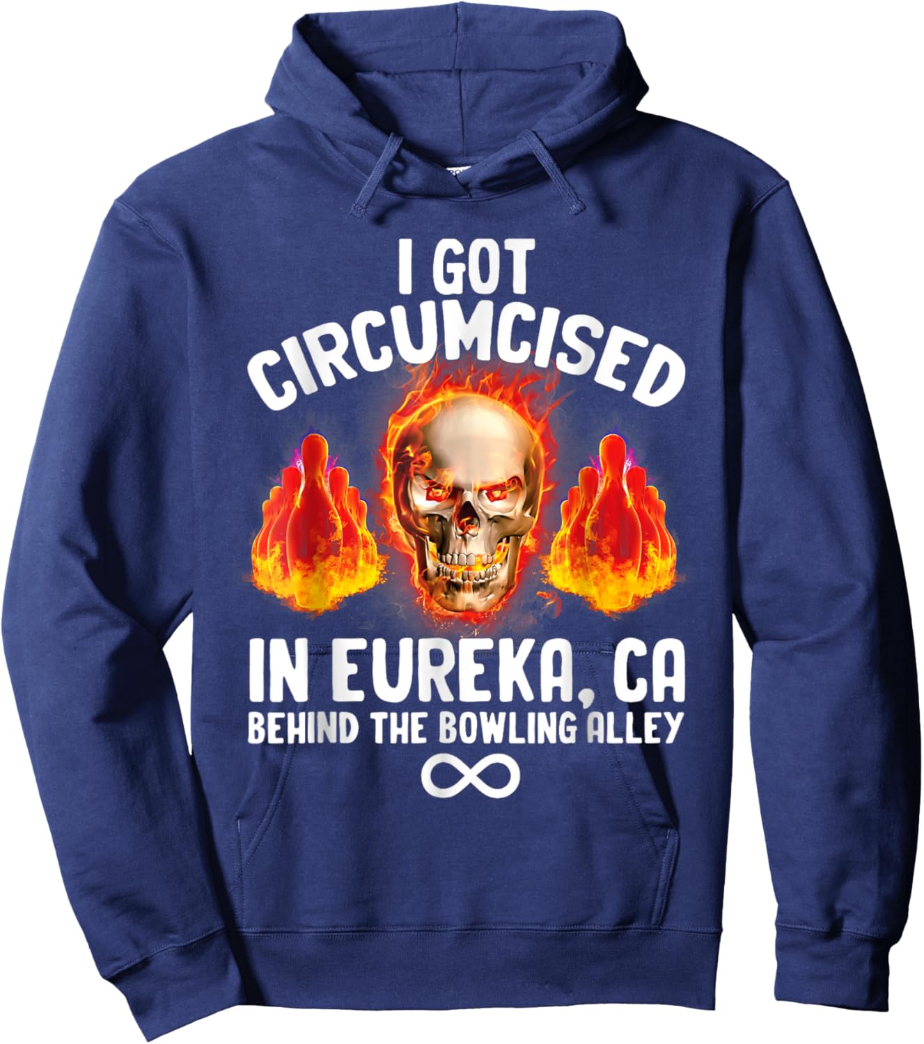 Circumcised Bowling Eureka CA Funny Oddly Specific Dank Meme Hoodie - Hoodie | Navy