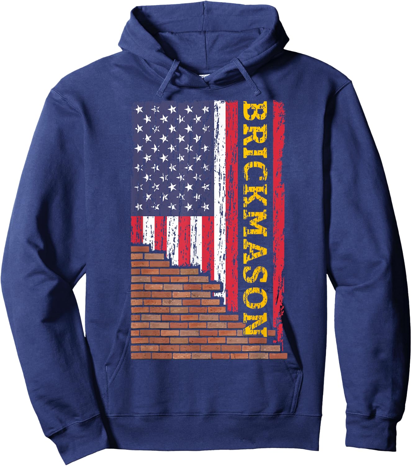 Brick Mason Bricklayer Masonry Construction US Flag Vintage Hoodie - Hoodie | Navy