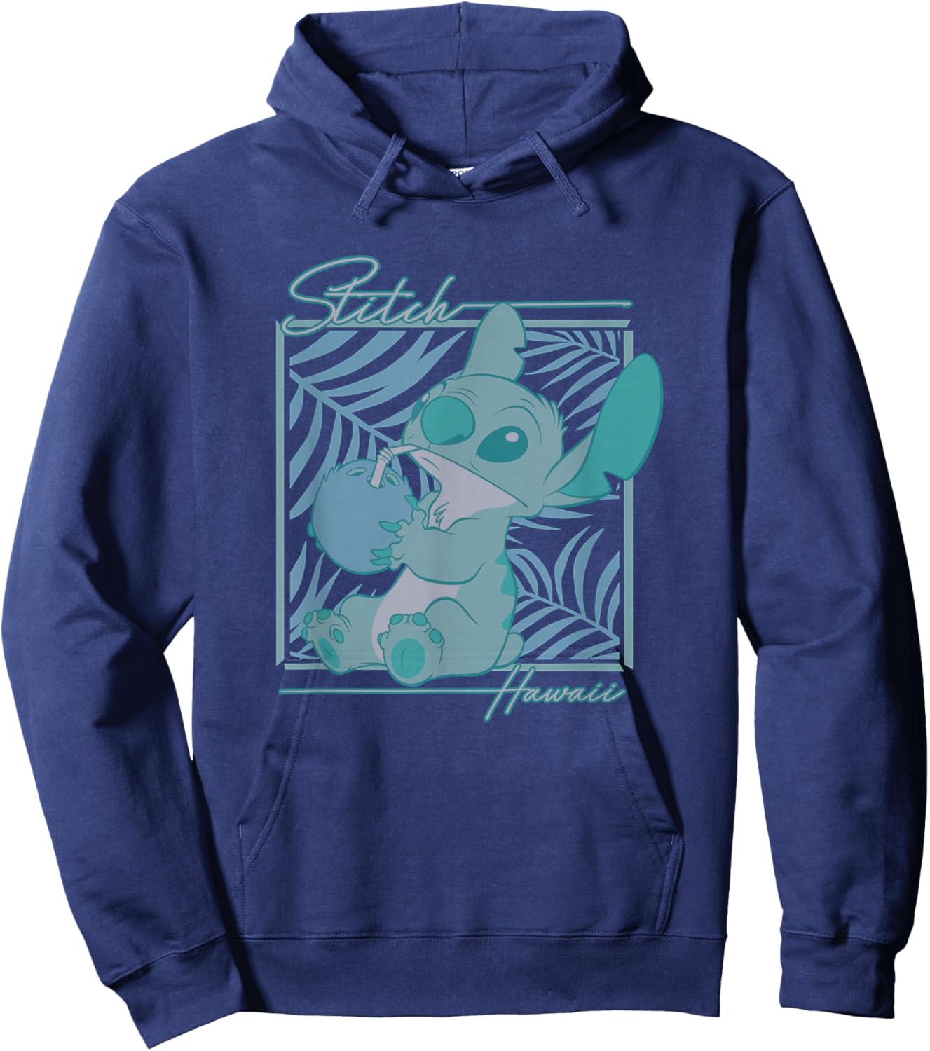 Disney Lilo & Stitch Tropical Hawaii Stitch Gradient Box Hoodie - Hoodie | Navy