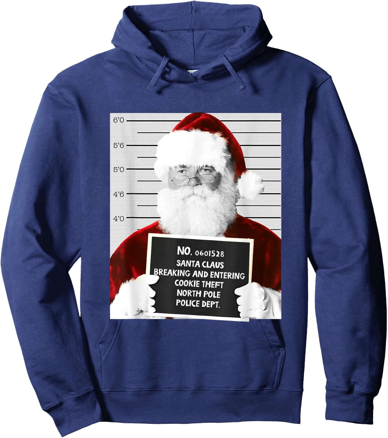 Funny Santa Mugshot in Prison Christmas Hoodie - Hoodie | Navy