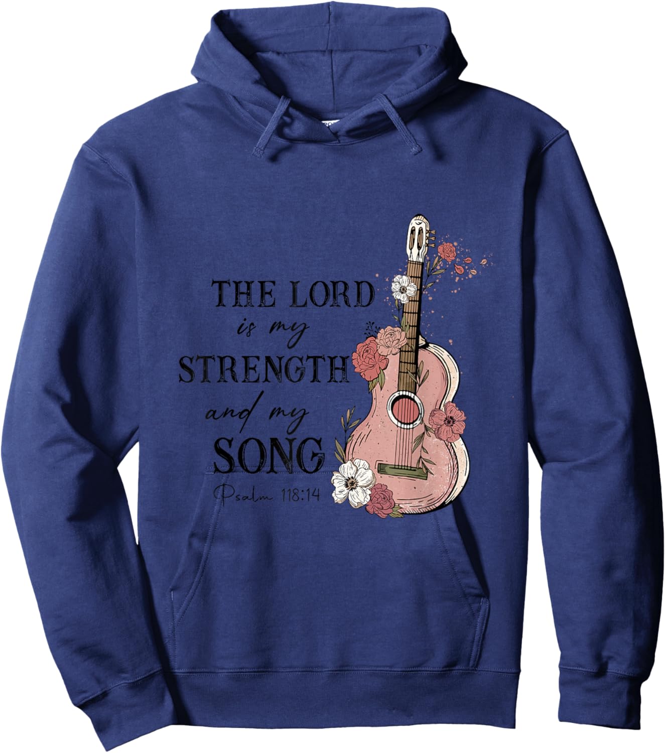 The Lord Is My Strength And My Song - Psalm 118:14 Guitar Hoodie - Hoodie | Navy