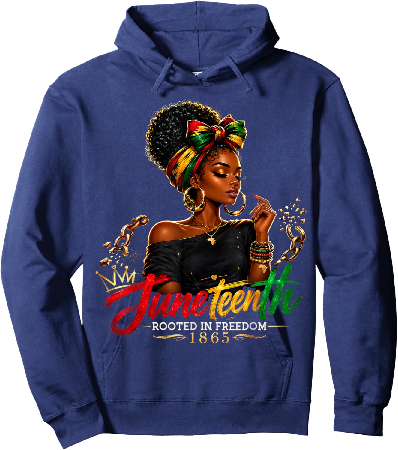 Juneteenth Rooted in Freedom Since 1865 Black Women Hoodie - Hoodie | Navy