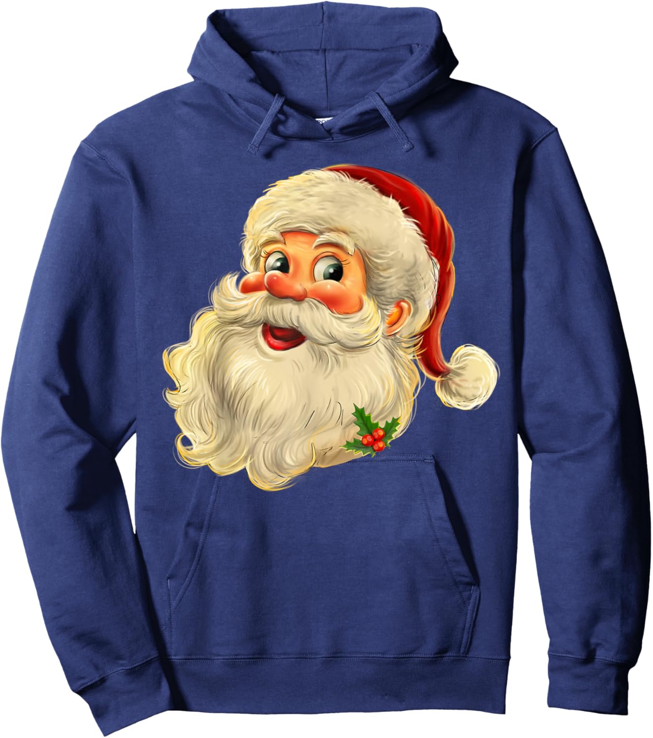 Vintage Christmas Santa Claus Face Men Women Kids Family Hoodie - Hoodie | Navy