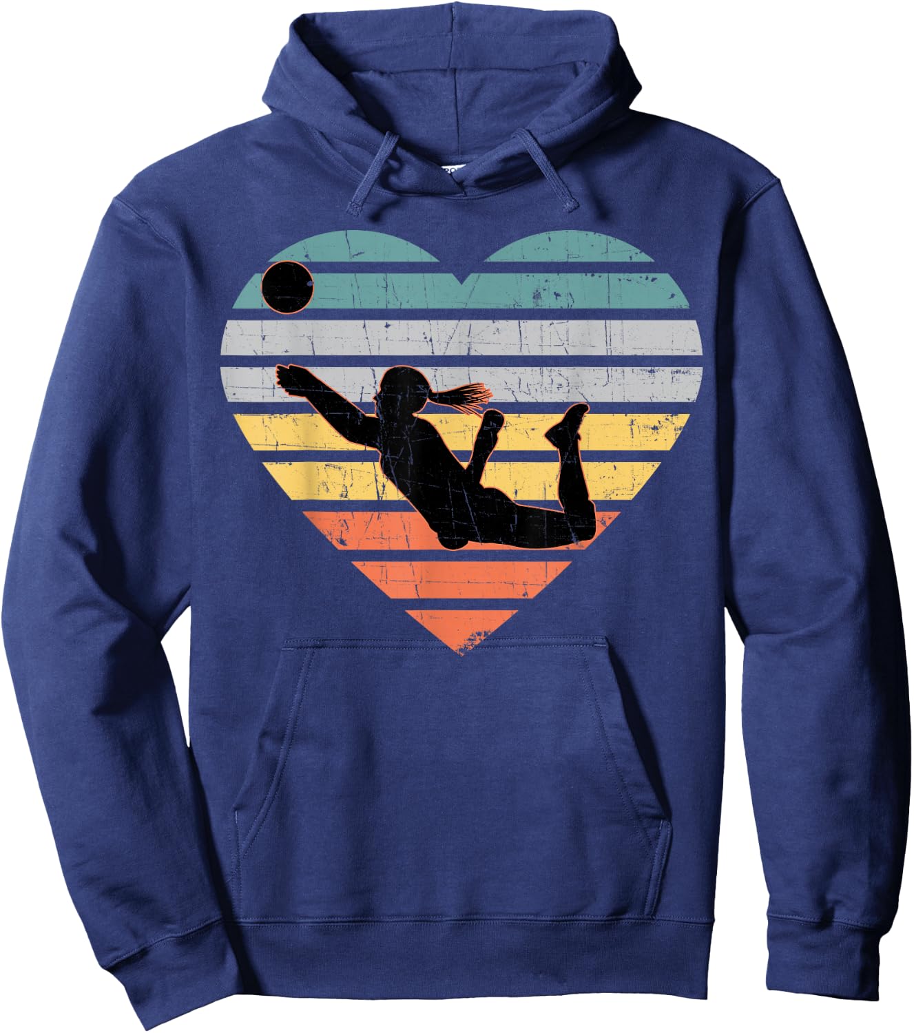 Volleyball Gifts for Teen Girls Retro Vintage Heart Hoodie - Hoodie | Navy