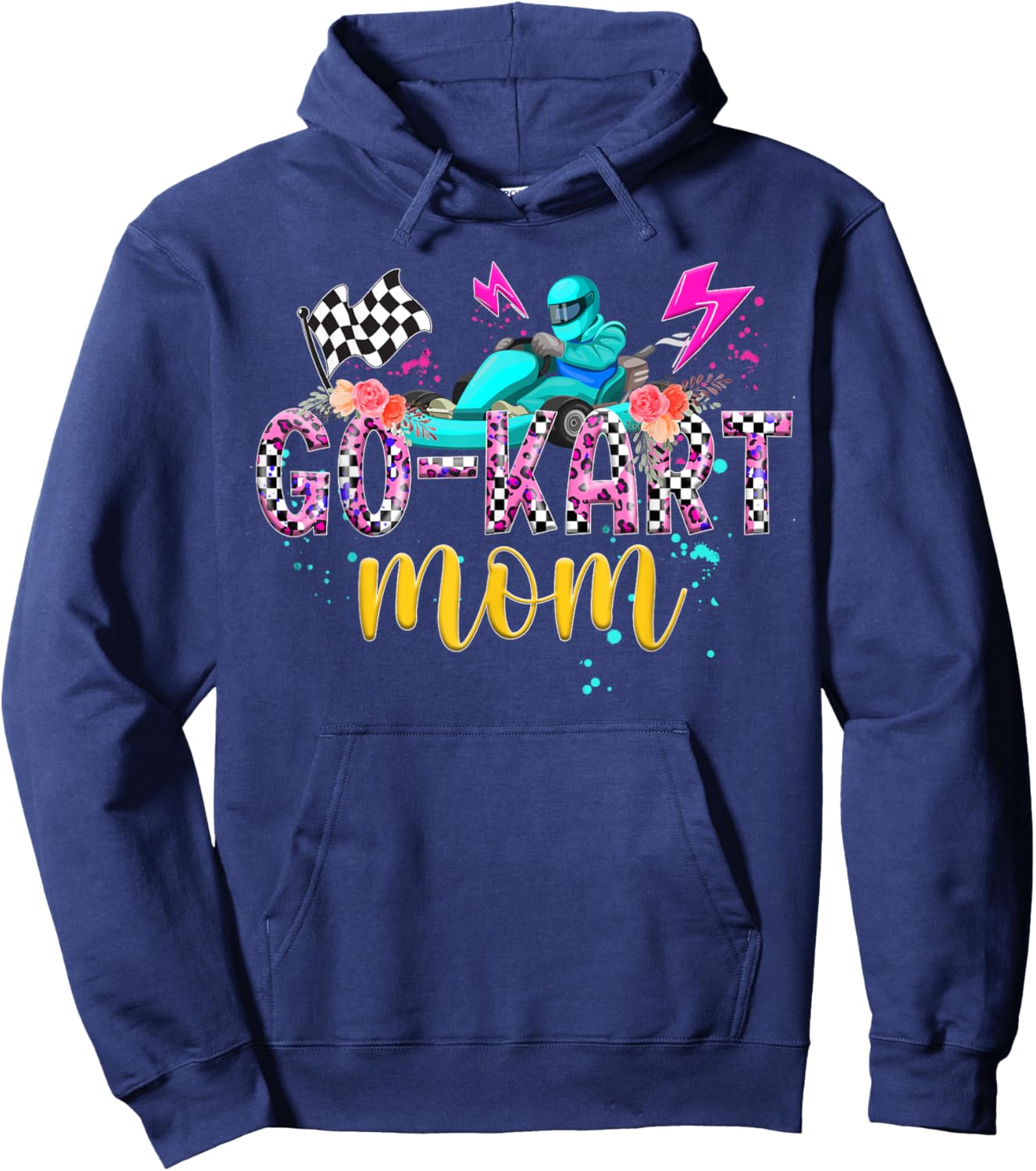 Go Kart Mom Leopard Go Kart Racing Mom Go Kart Racer Mama Hoodie - Hoodie | Navy