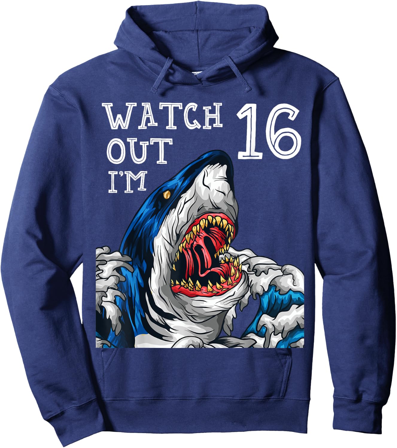 Shark 16th Birthday Boys Gift Pool Party Ocean Fan 16 Hoodie - Hoodie | Navy