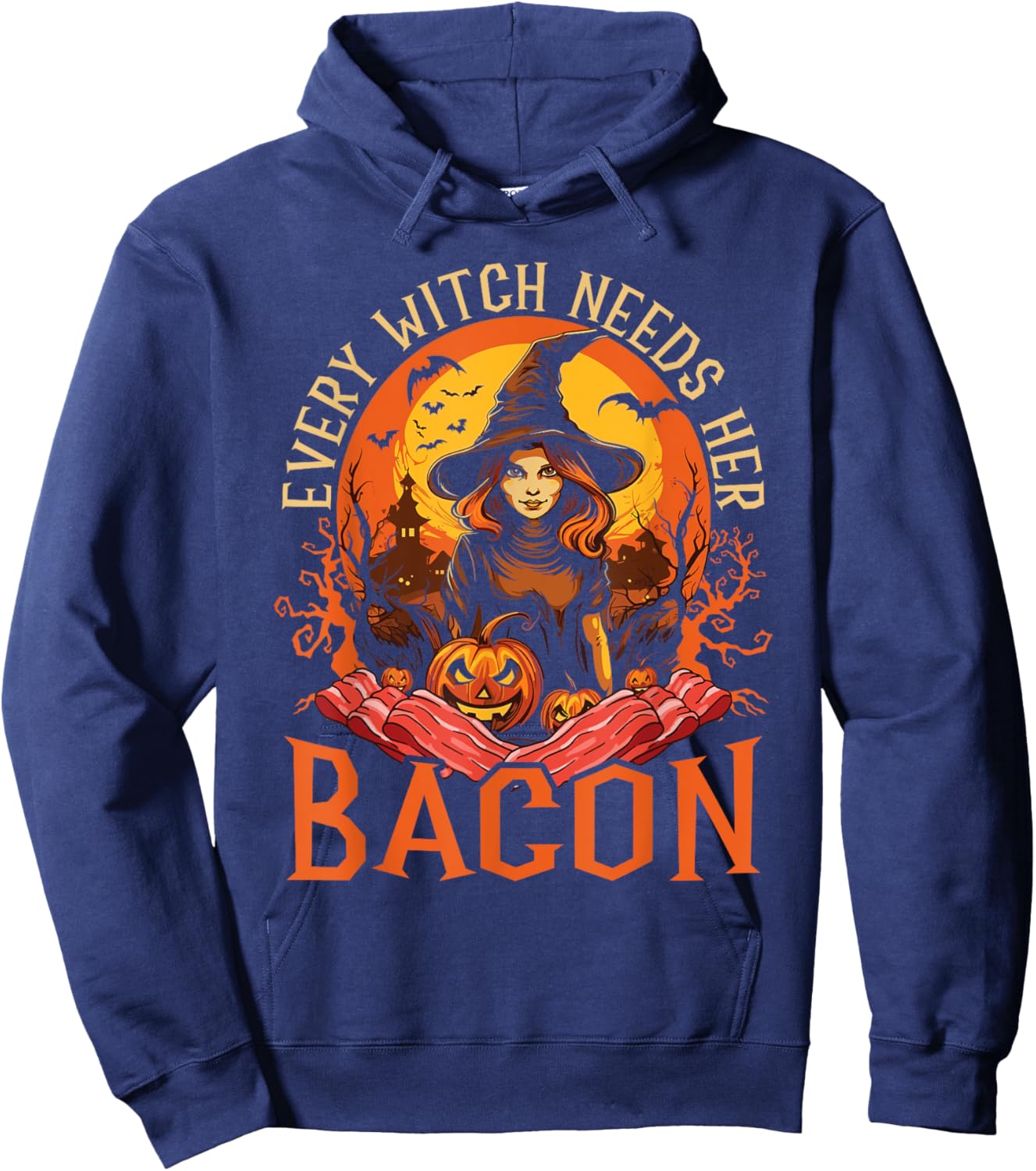 Bacon Halloween Scary Trick Or Treat Spooky Breakfast Hoodie - Hoodie | Navy