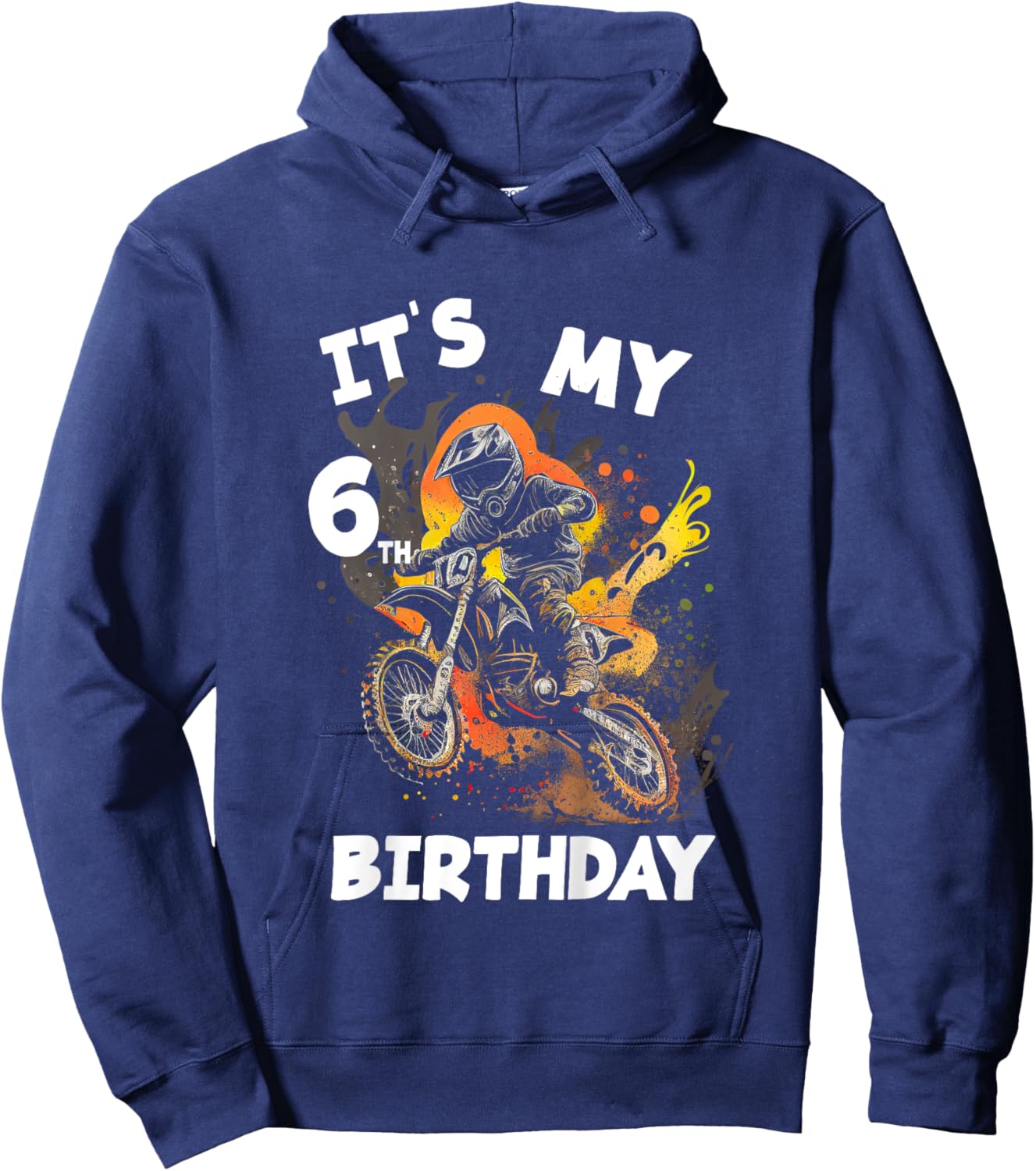 Kids It's my 6th Birthday 6 Year Old Motocross Dirt Bike Riding Hoodie - Hoodie | Navy