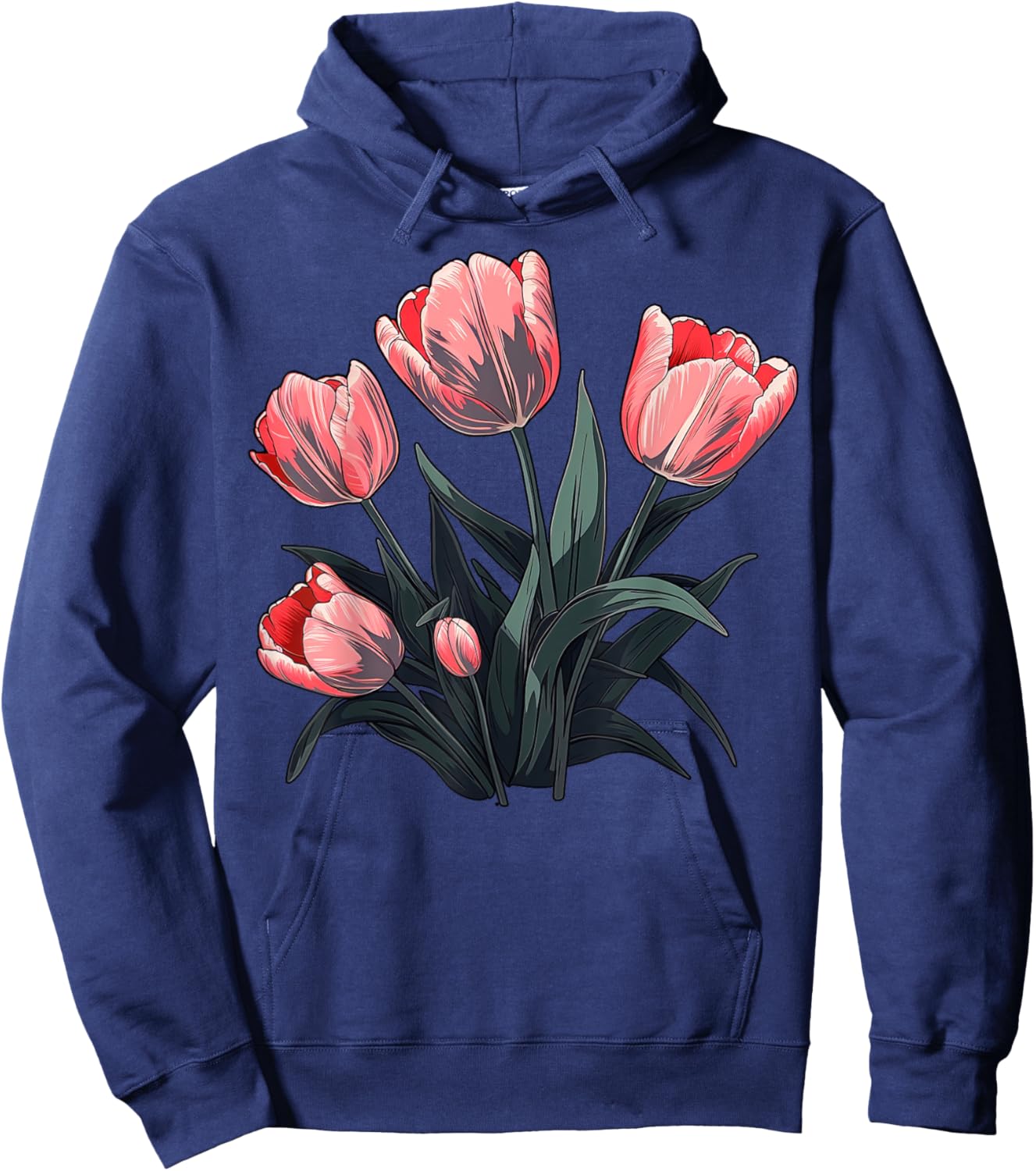 Vintage Tulip Flower on Tulip Hoodie - Hoodie | Navy