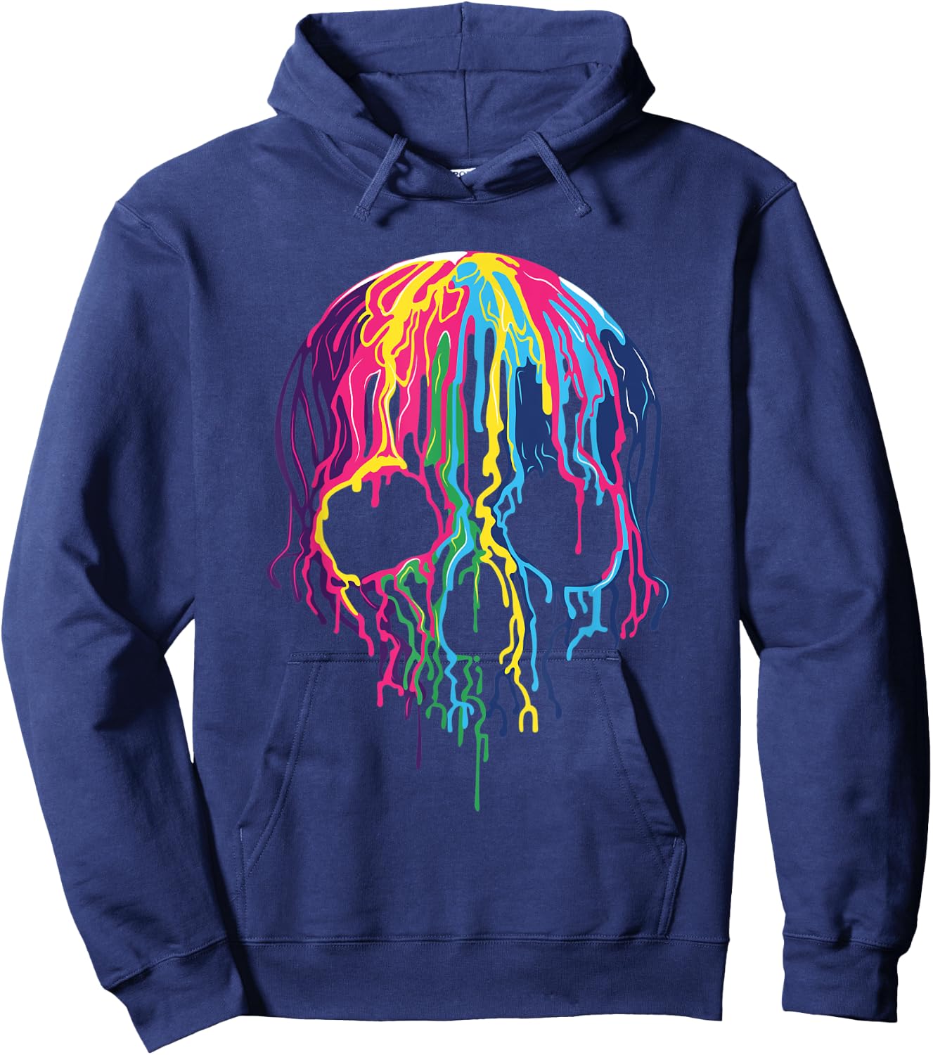 Colorful Melting Rainbow Skull Art Graphic Halloween Gift Hoodie - Hoodie | Navy