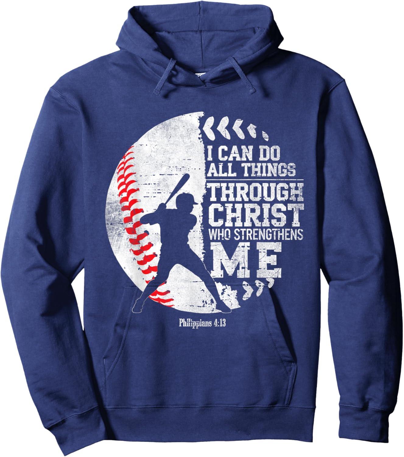 Christian Baseball I Can Do All Things Religious Faith Hoodie - Hoodie | Navy