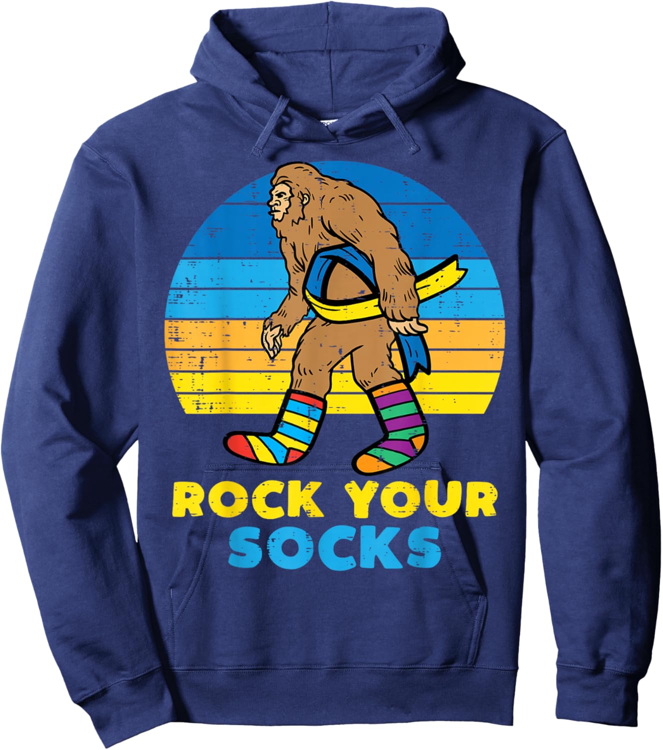Down Syndrome Bigfoot Rock Your Socks Awareness Sasquatch Hoodie - Hoodie | Navy