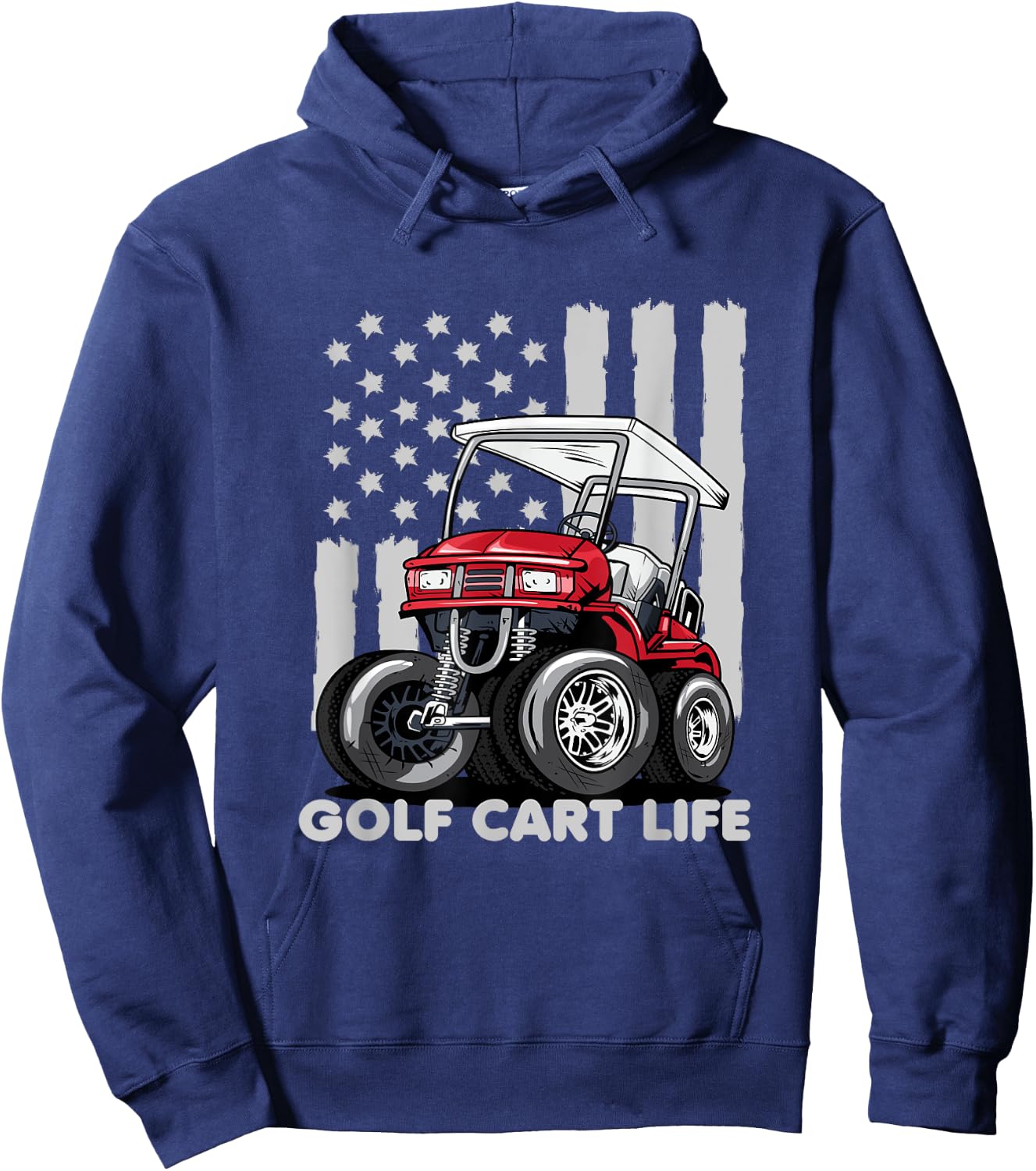 Golf Cart Life Funny Golf Cart with USA Flag Men Hoodie - Hoodie | Navy