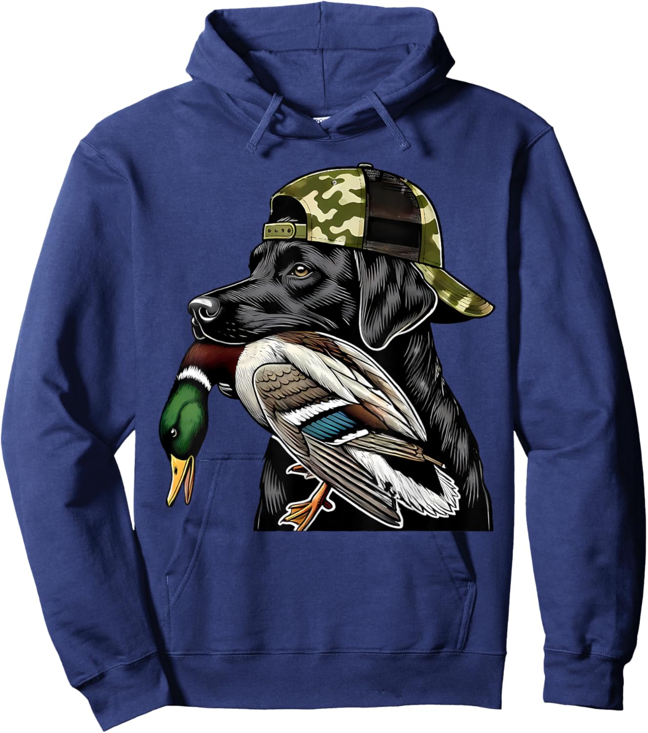 Labrador Hunting Dog With Duck Hello Hunting Season Men Women Hoodie - Hoodie | Navy