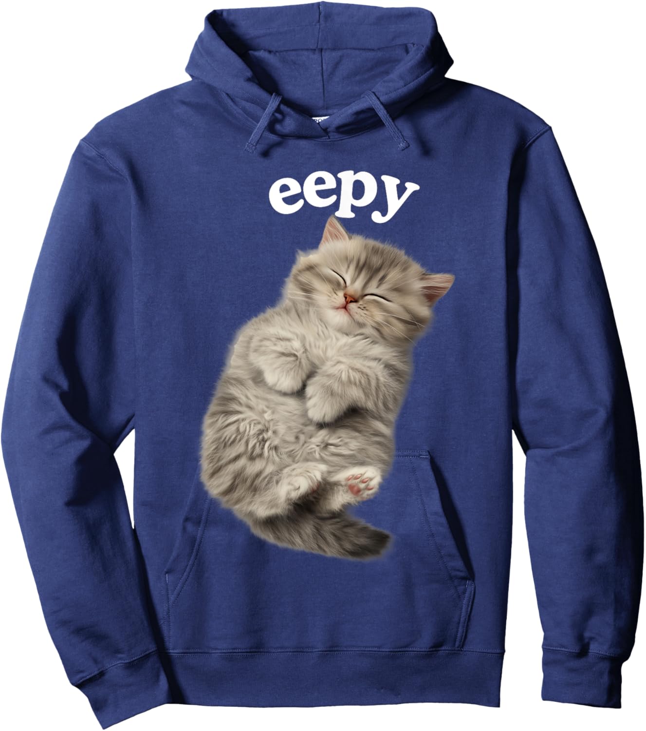 Eepy Cat, Silly Sleepy Cat Meme Cute fluffy cat lovers kitty Women Kids Hoodie - Hoodie | Navy
