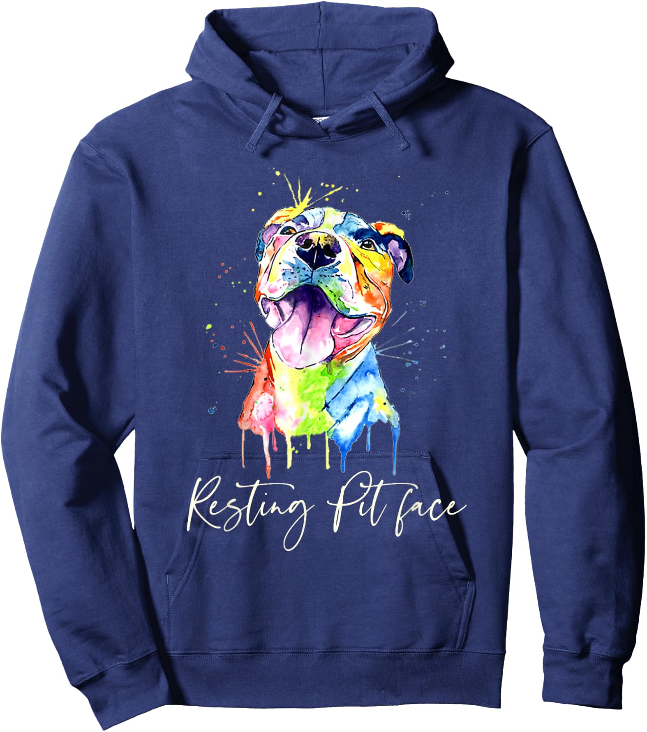 Resting Pit Face Pitbull Watercolor Dog Lovers Gift Hoodie - Hoodie | Navy