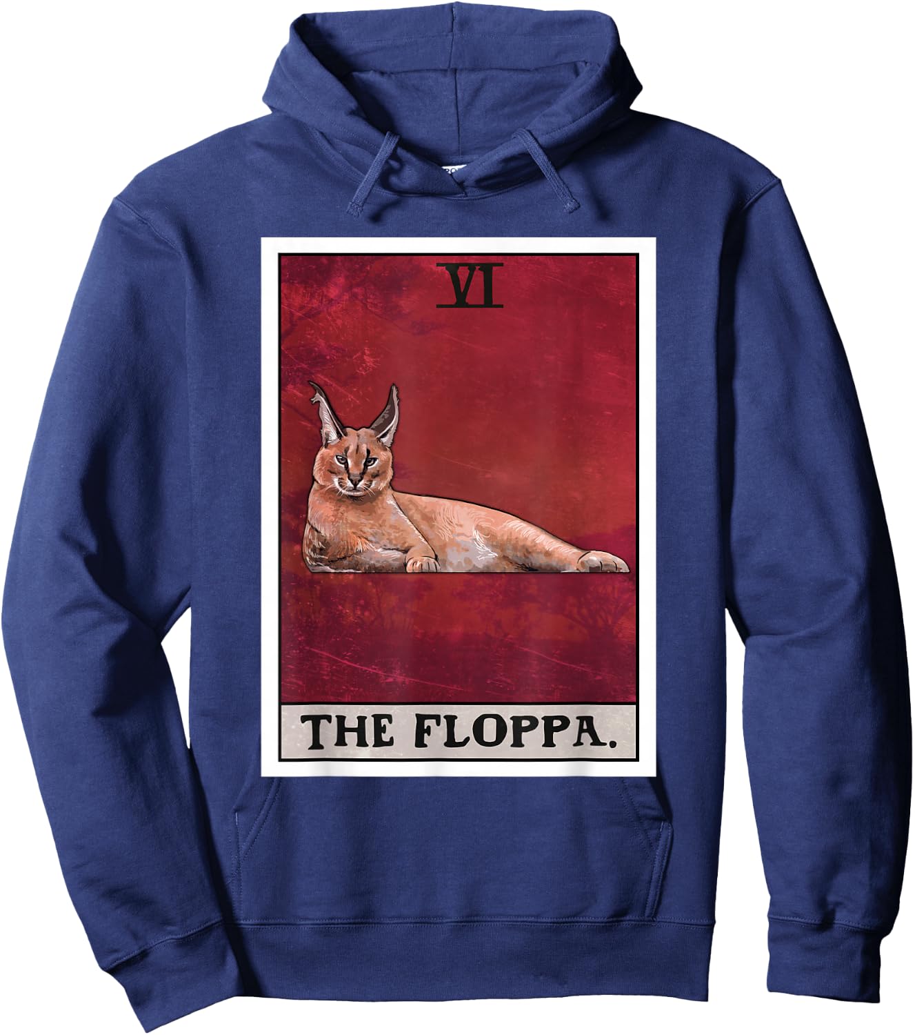 The Floppa Caracal Cat Tarot Card Funny Meme Women Kids Hoodie - Hoodie | Navy