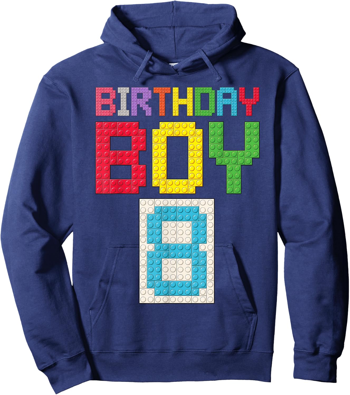 8th Birthday Boy Master Builder 8 Years Old Block Building Hoodie - Hoodie | Navy