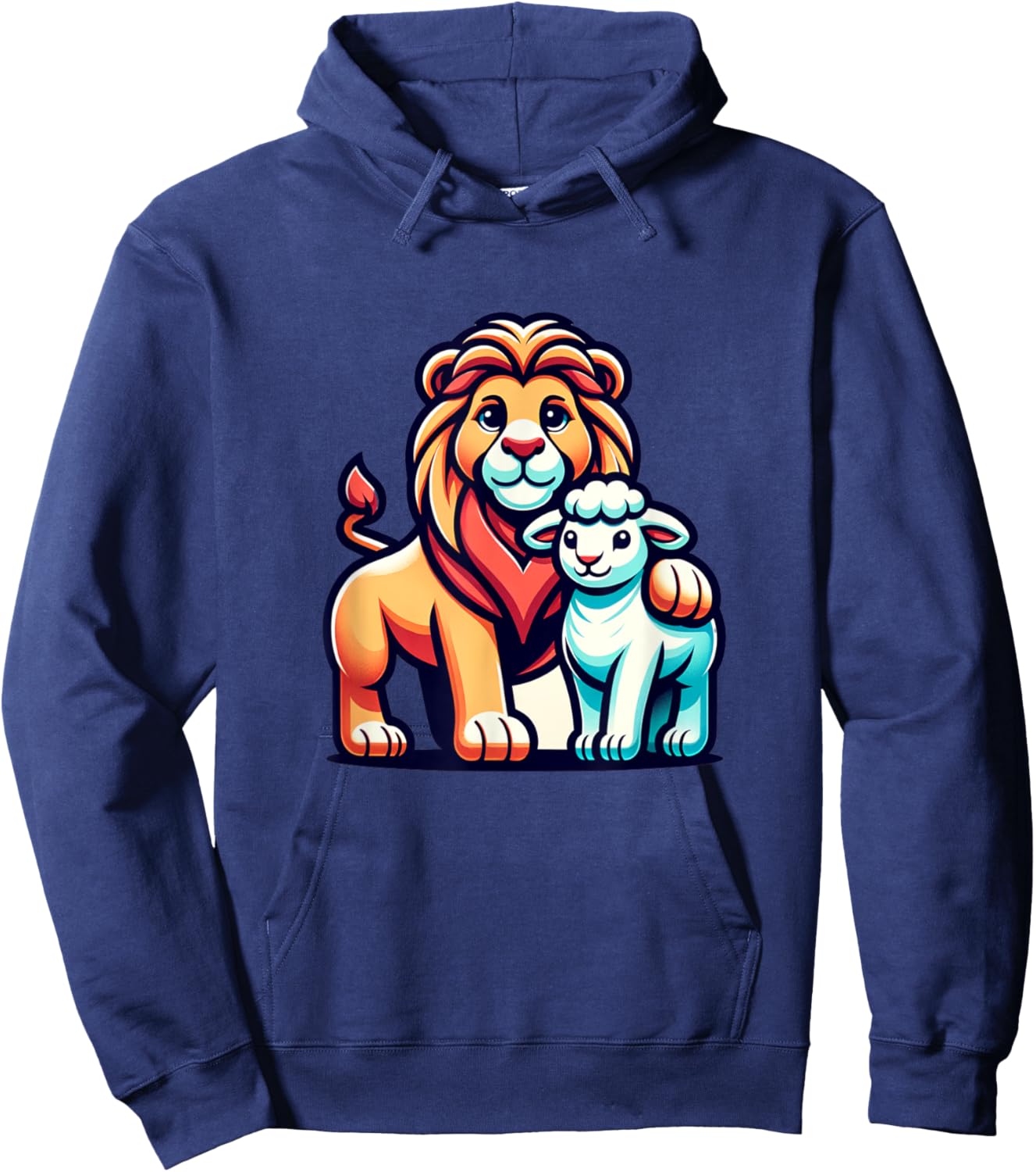 Lion and Lamb Kids Faith Mascot Christian Design Hoodie - Hoodie | Navy