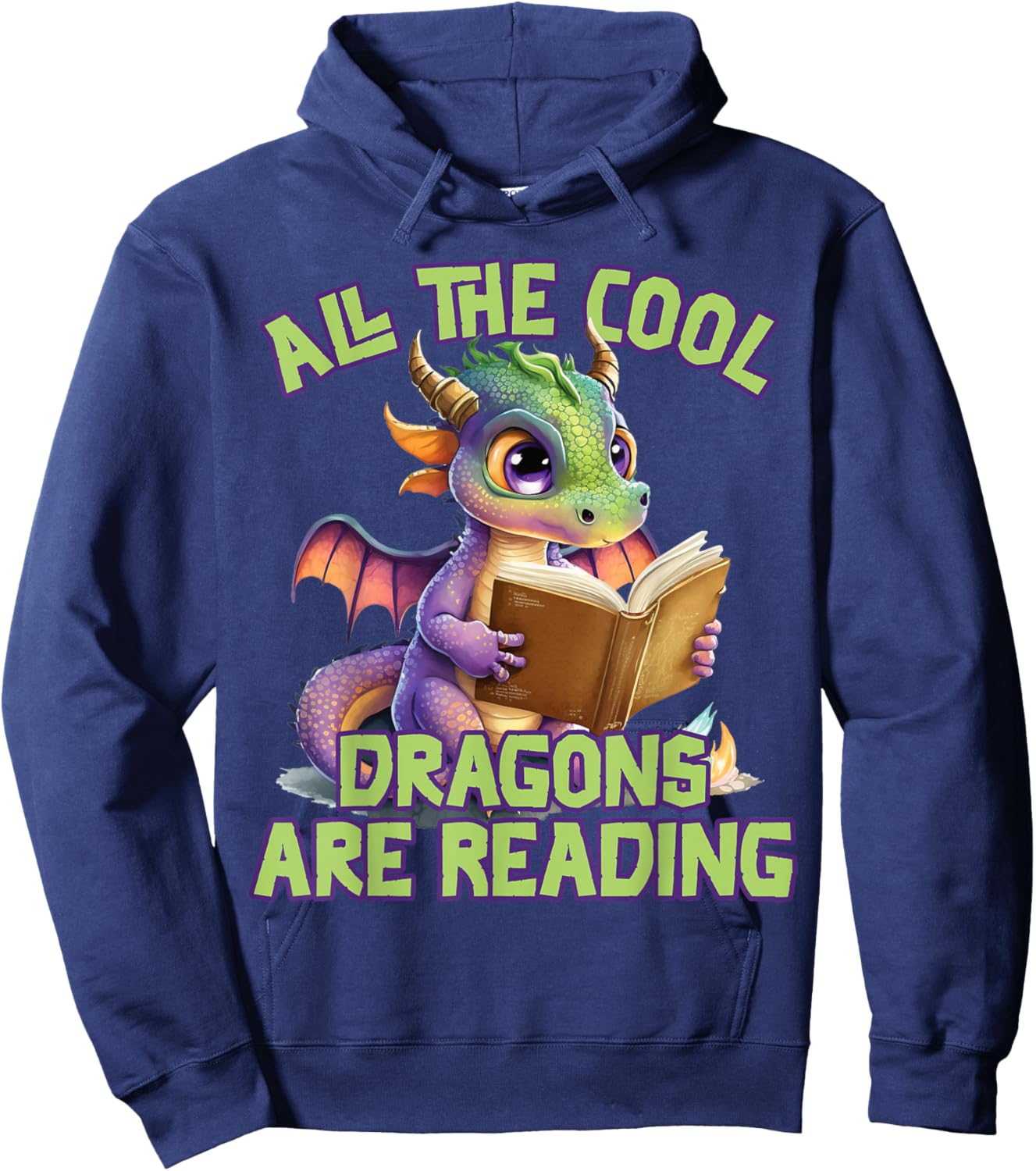 All The Cool Dragons Are Reading Dragon Teacher Hoodie - Hoodie | Navy