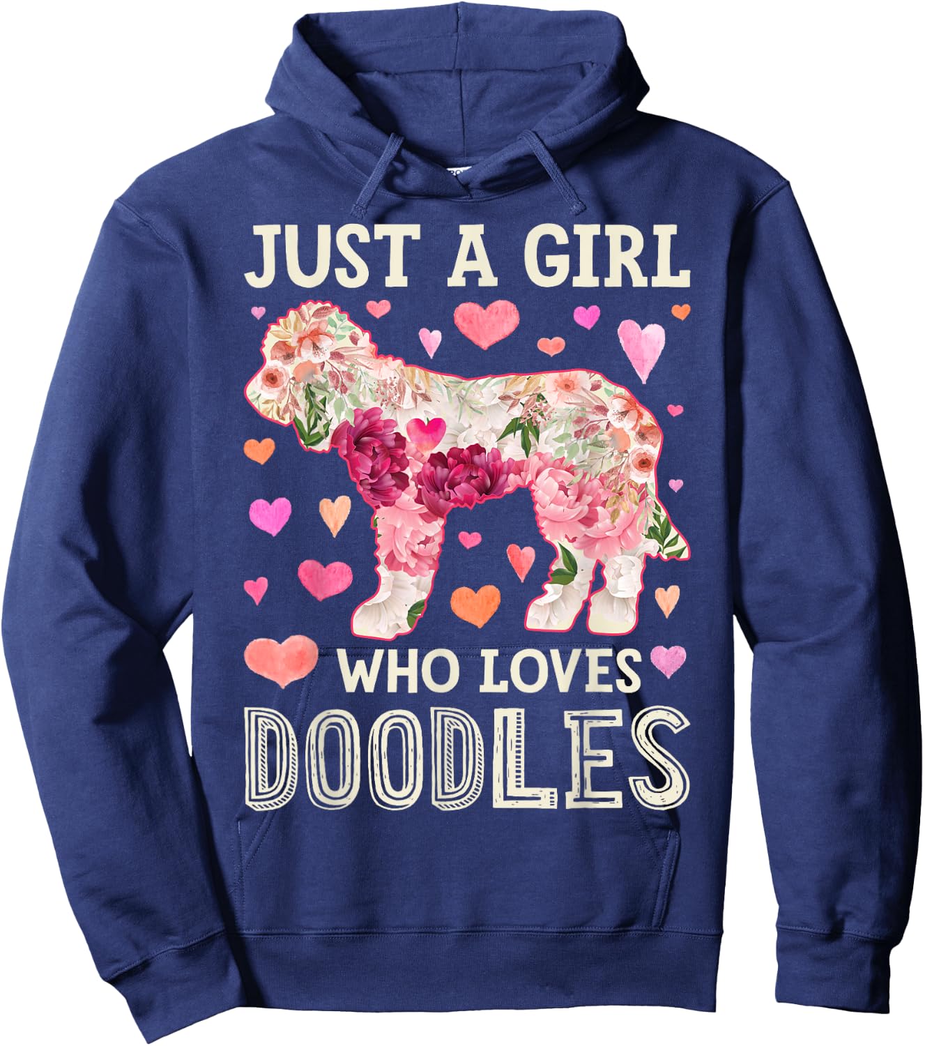 Goldendoodle Just A Girl Who Loves Doodles Dog Flower Floral Hoodie - Hoodie | Navy