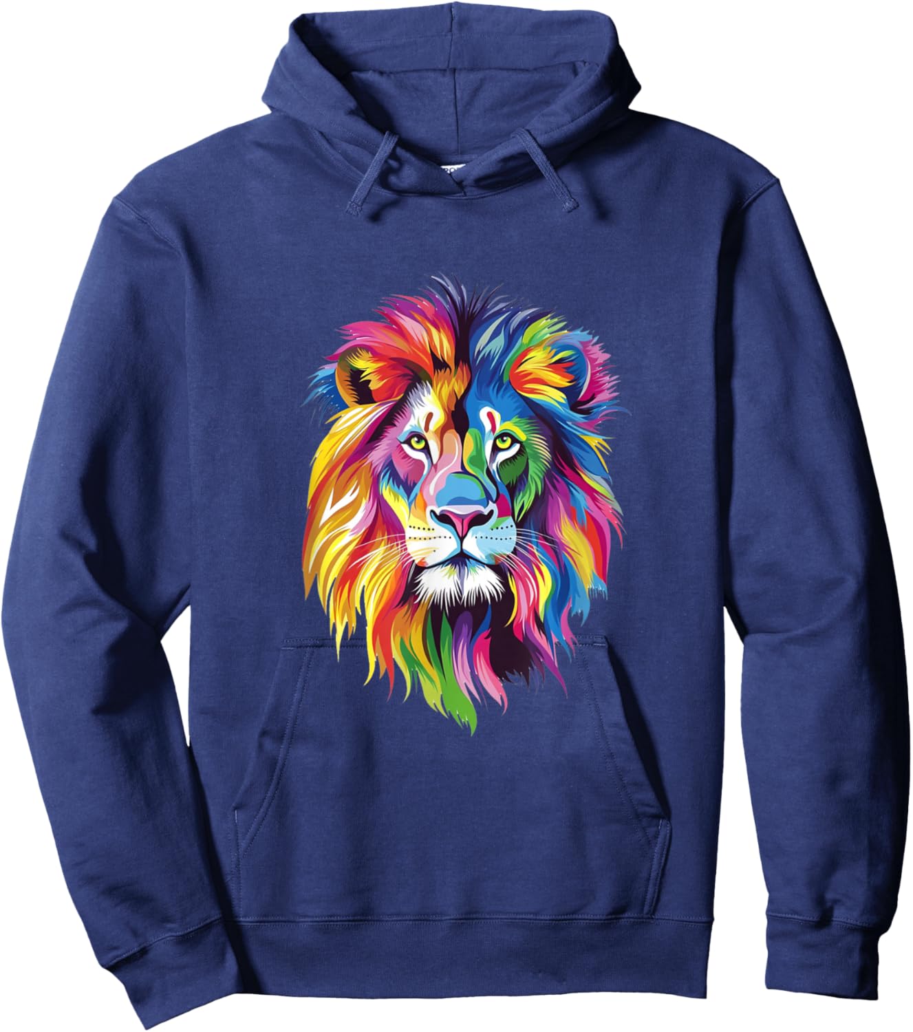 Vibrant Rainbow Lion Art for Bold Animal Lovers Hoodie - Hoodie | Navy