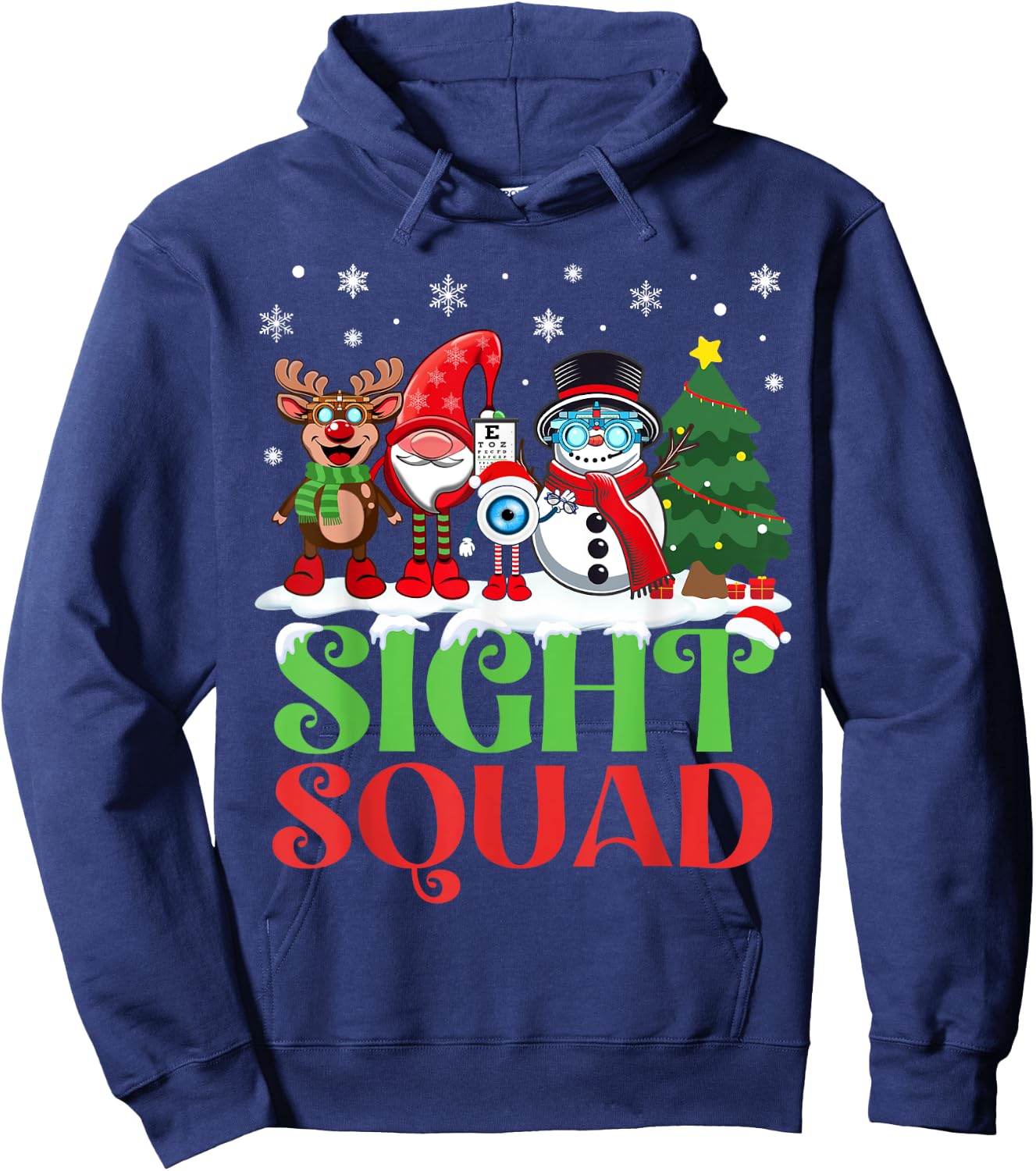 Sight Squad Reindeer Gnome Santa Funny Christmas Optometrist Hoodie - Hoodie | Navy