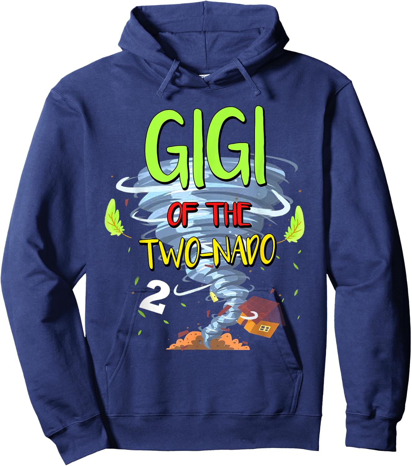 Gigi of the Two-nado Tornado Theme 2nd Birthday Party Hoodie - Hoodie | Navy