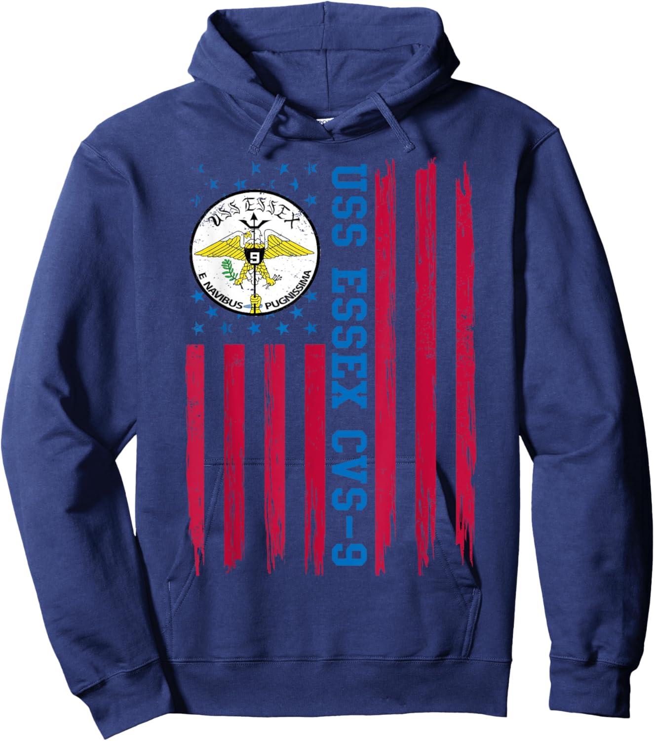 USS Essex CVS-9 American Flag Aircraft Carrier Veteran Papa Hoodie - Hoodie | Navy