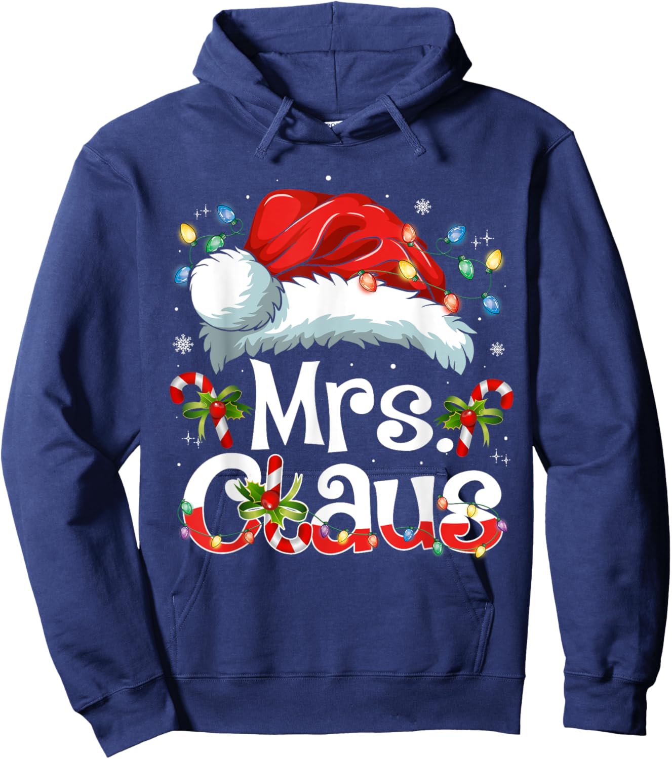 Mr and Mrs Claus Couples Matching Christmas Pajamas Santa Hoodie - Hoodie | Navy