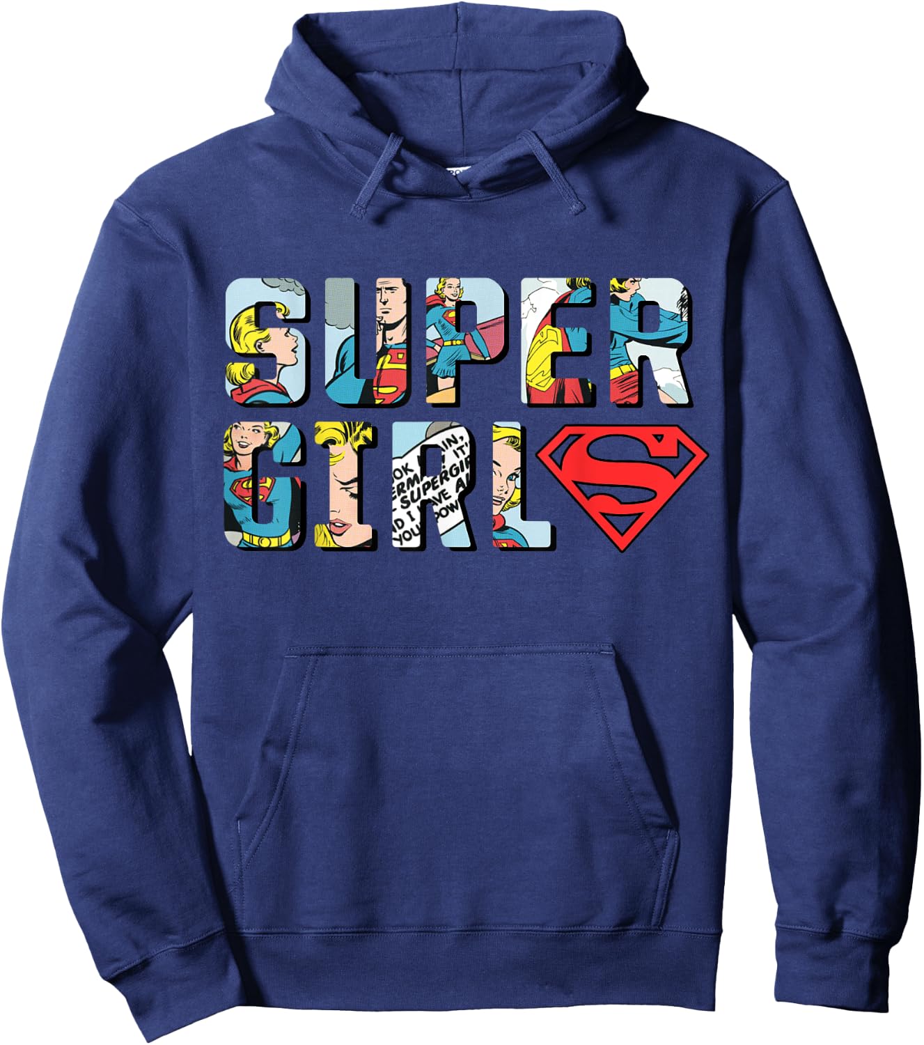 DC Supergirl Logo Comic Strip Hoodie - Hoodie | Navy