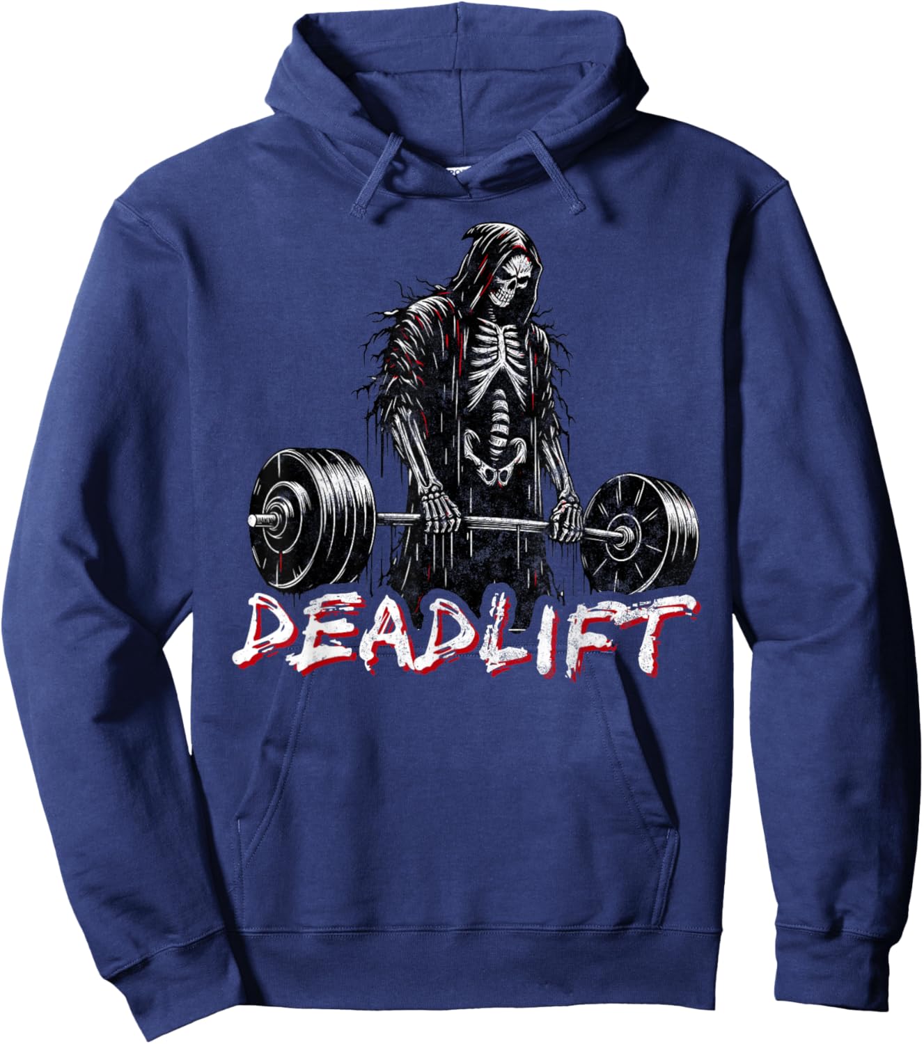 Deadlift Skeleton Halloween Gym Jokes Weightlifting Workout Hoodie - Hoodie | Navy