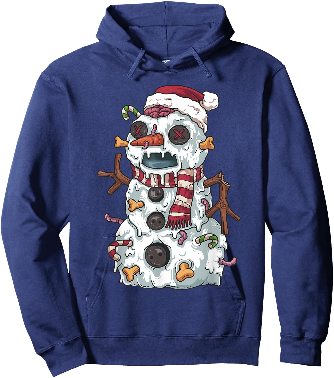 Zombie Christmas Snowman Funny Cartoon Holiday Hoodie - Hoodie | Navy