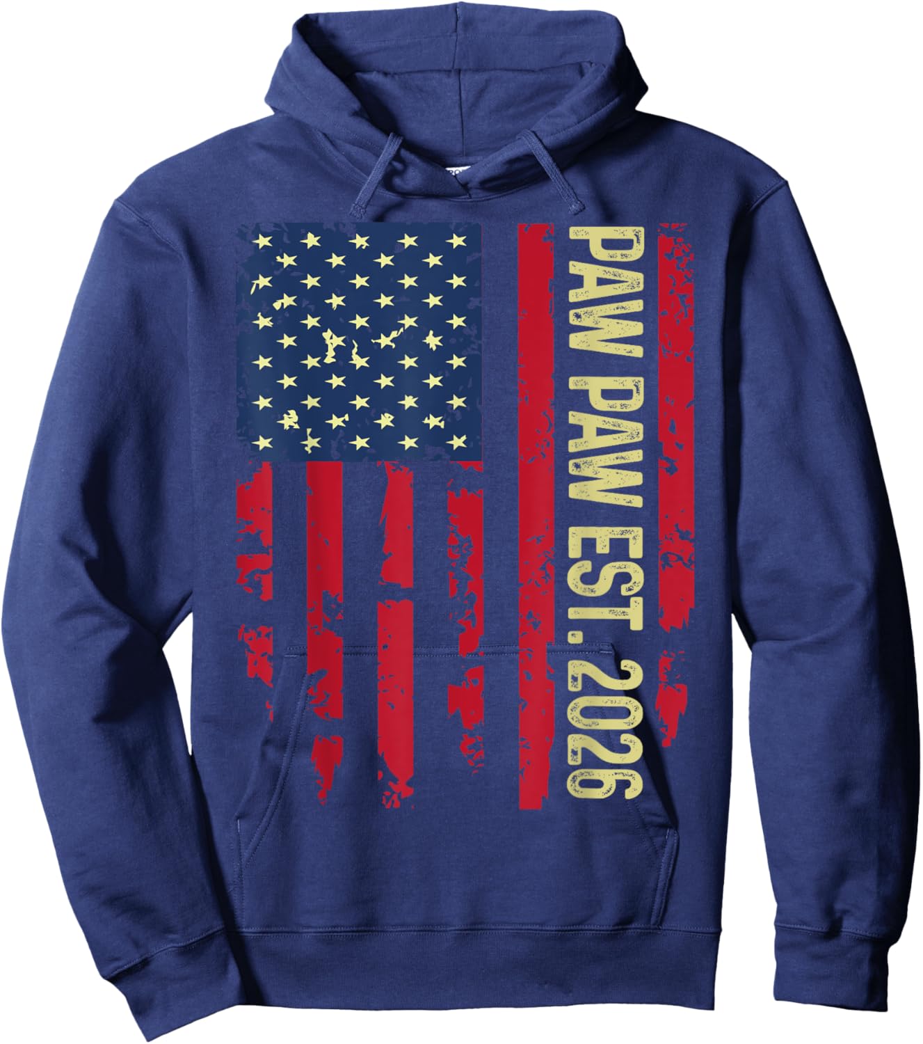Promoted to Paw Paw Est 2026 Retro American flag Hoodie - Hoodie | Navy