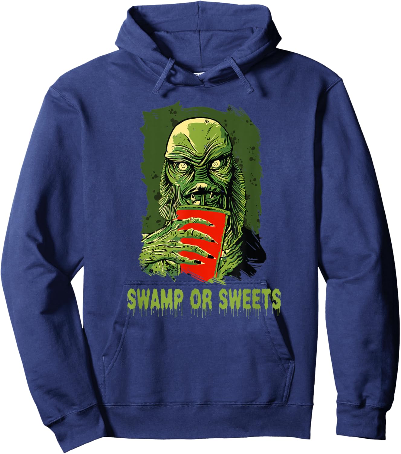 Swamp or Sweets Halloween Costume Scary Swamp Monster Fish Hoodie - Hoodie | Navy