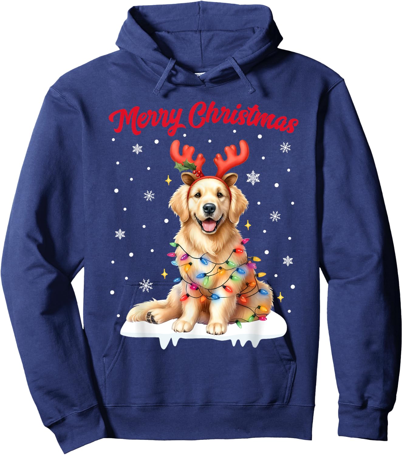 Christmas Pajamas Men Women Kids Golden Retriever Dog Hoodie - Hoodie | Navy