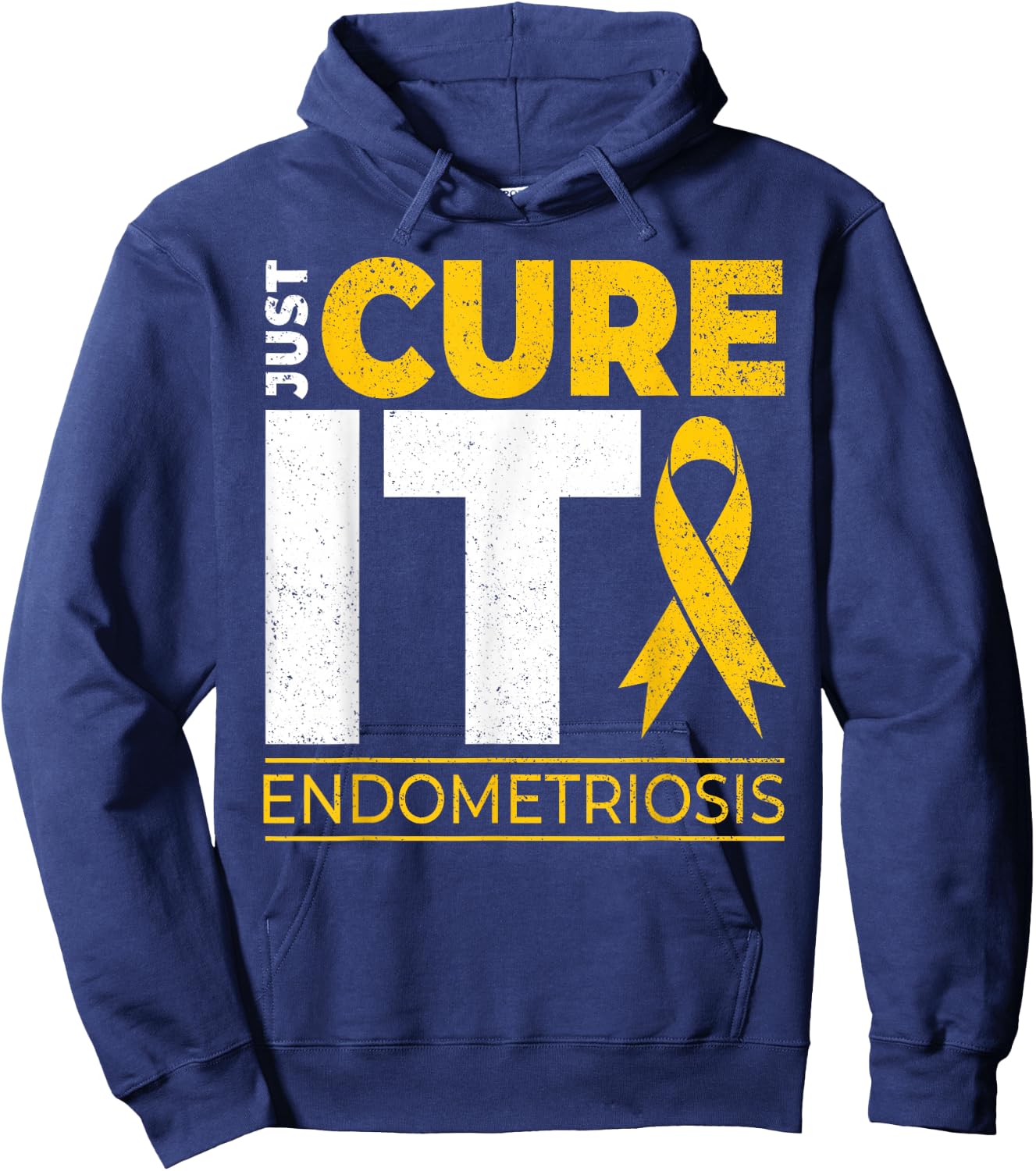 Just Cure It Endometriosis Awareness Month Support Ribbon Hoodie - Hoodie | Navy