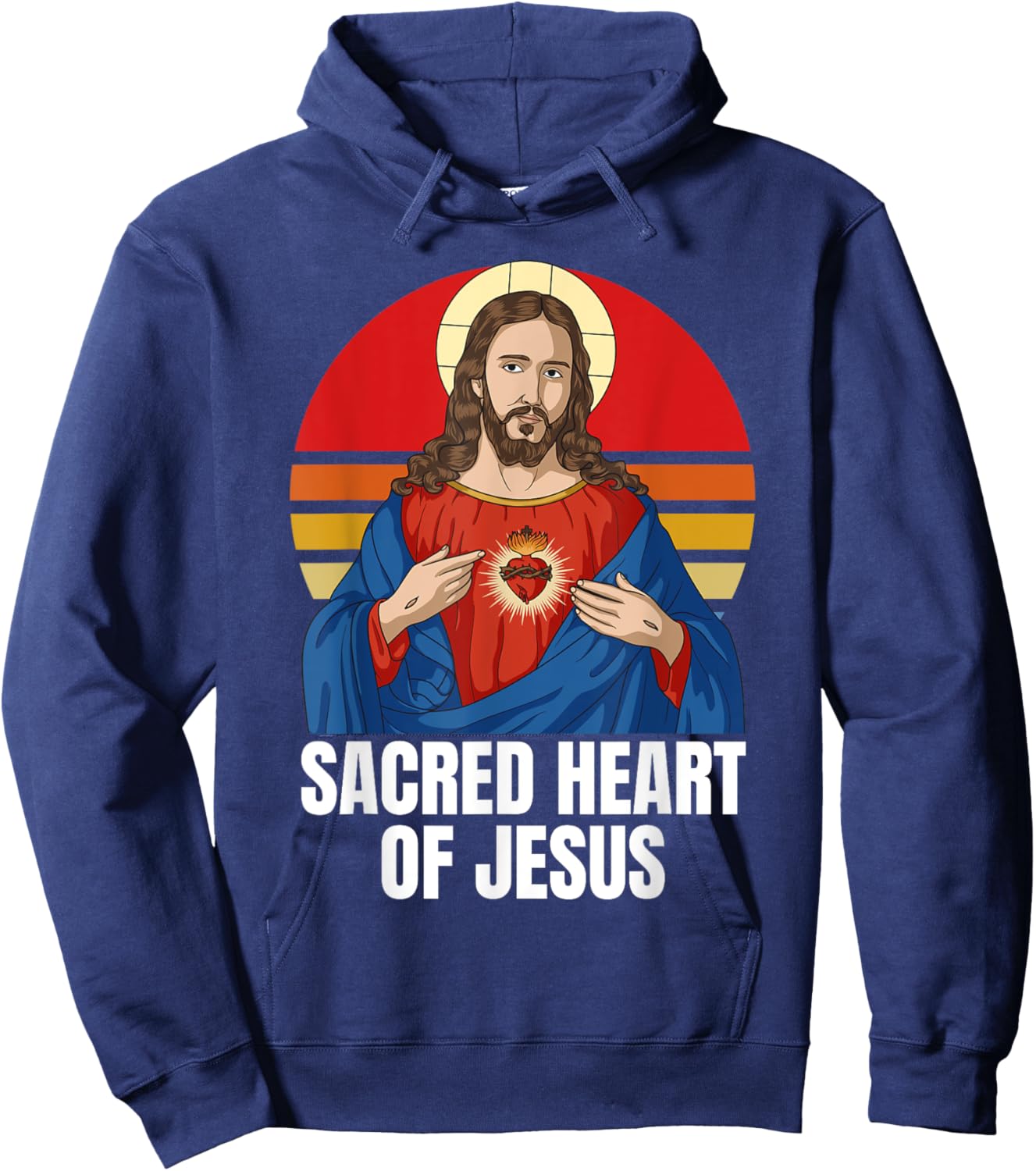 Sacred Heart Of Jesus Catholic Hoodie - Hoodie | Navy